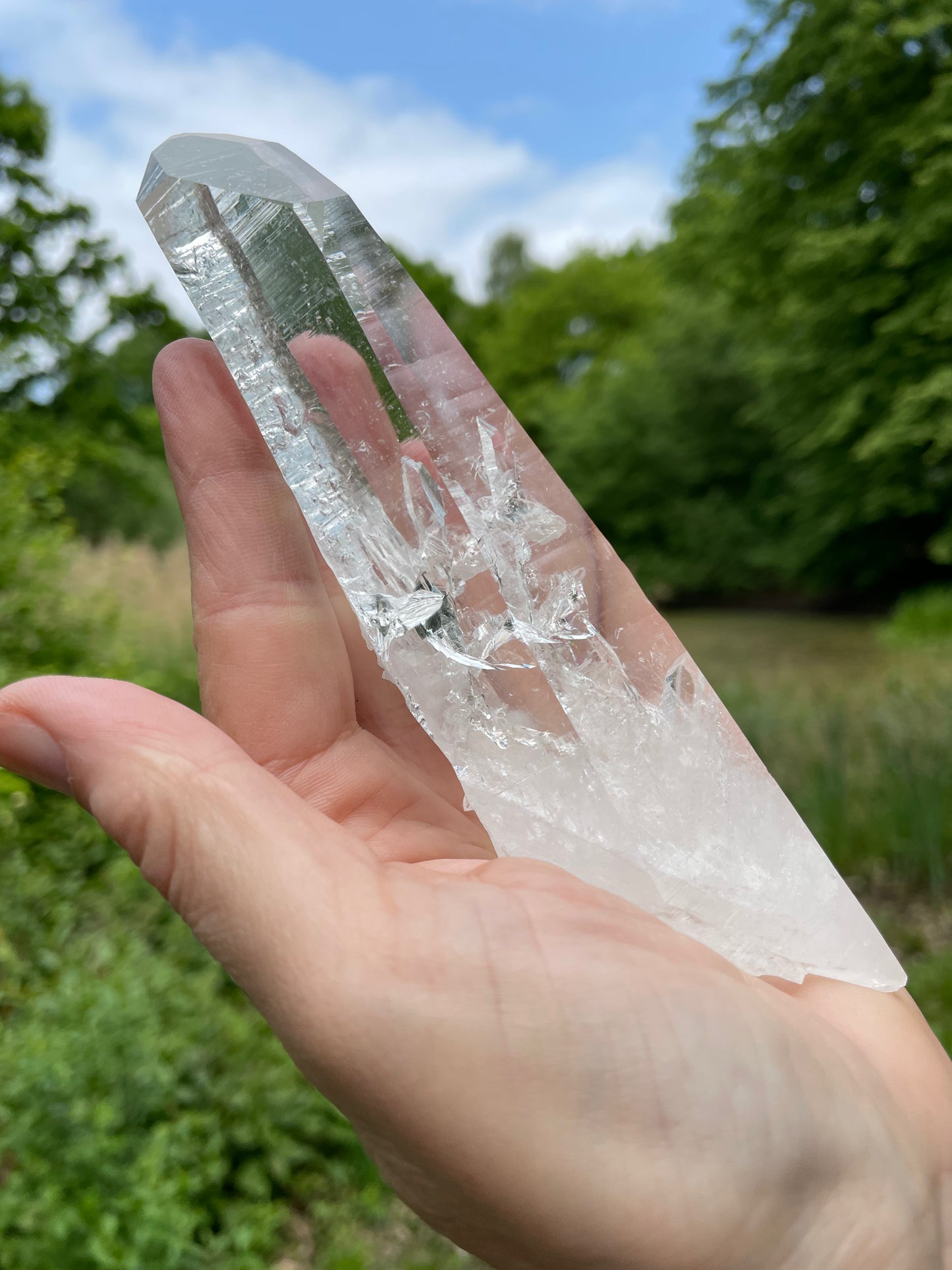 Lemurian Quartz Crystal Point Water Clear from Colombia Large
