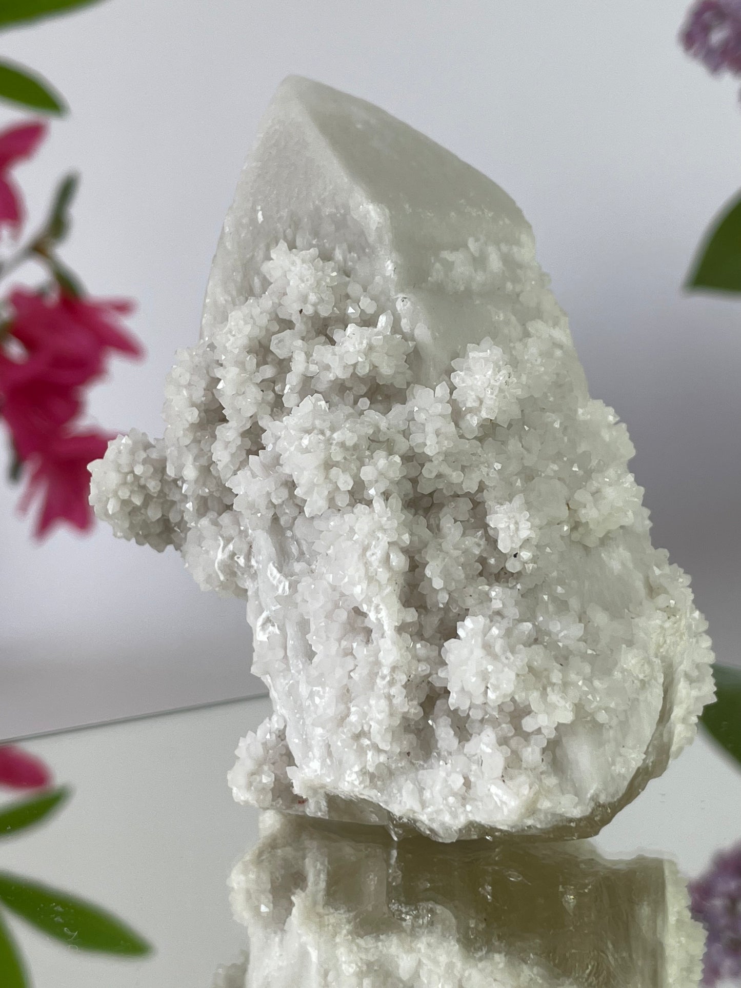 Candle Quartz Point with Calcite Flowers from Inner Mongolia
