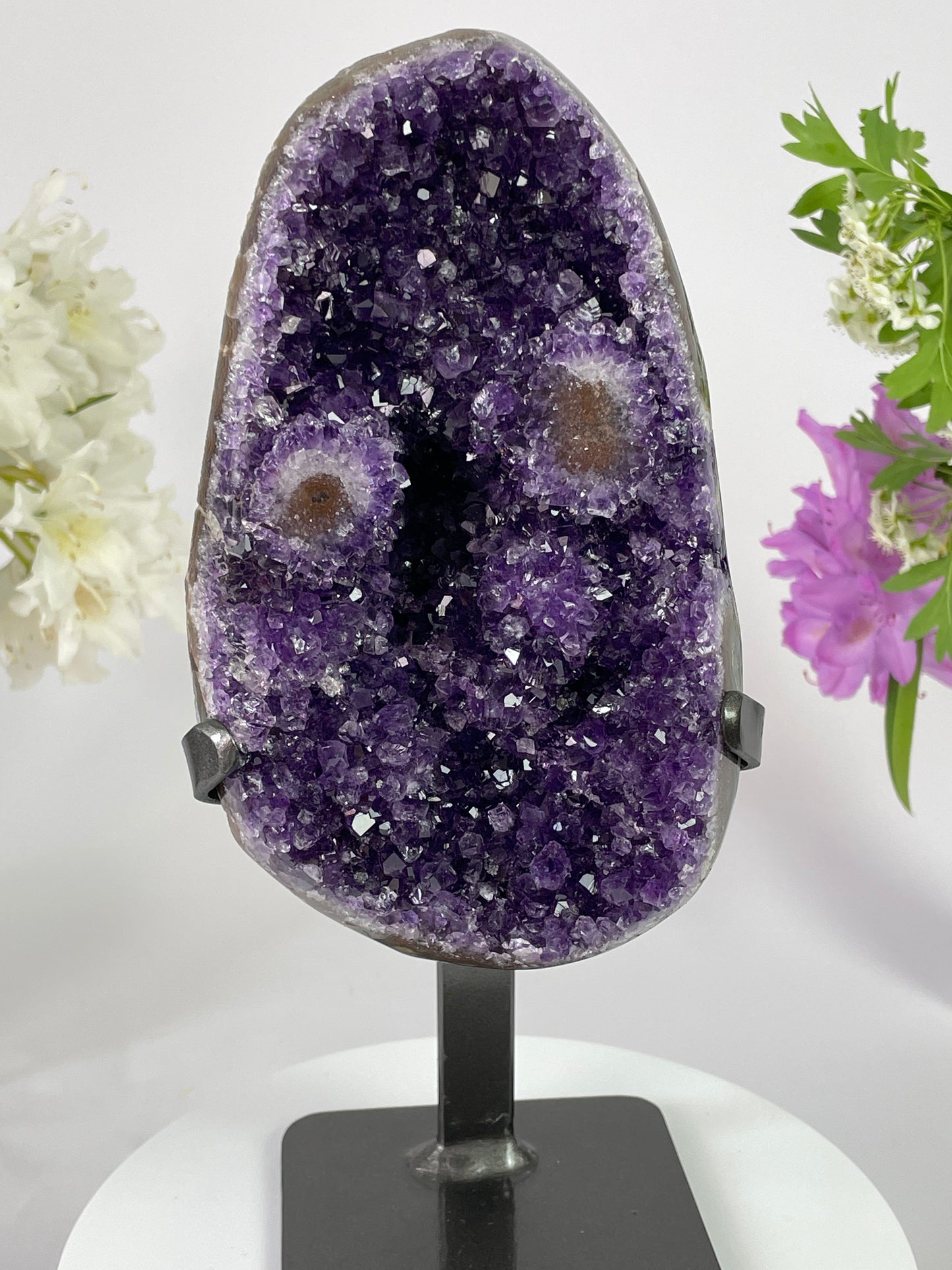 Amethyst Druzy with Stalactite on Stand Eye from Uruguay