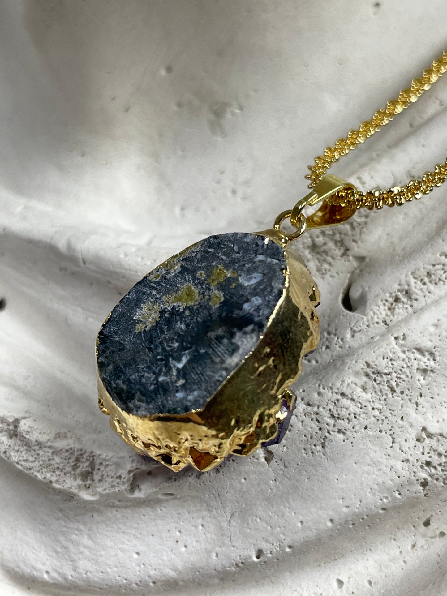 Amethyst with Calcite Pendant from Uruguay with anchor chain III