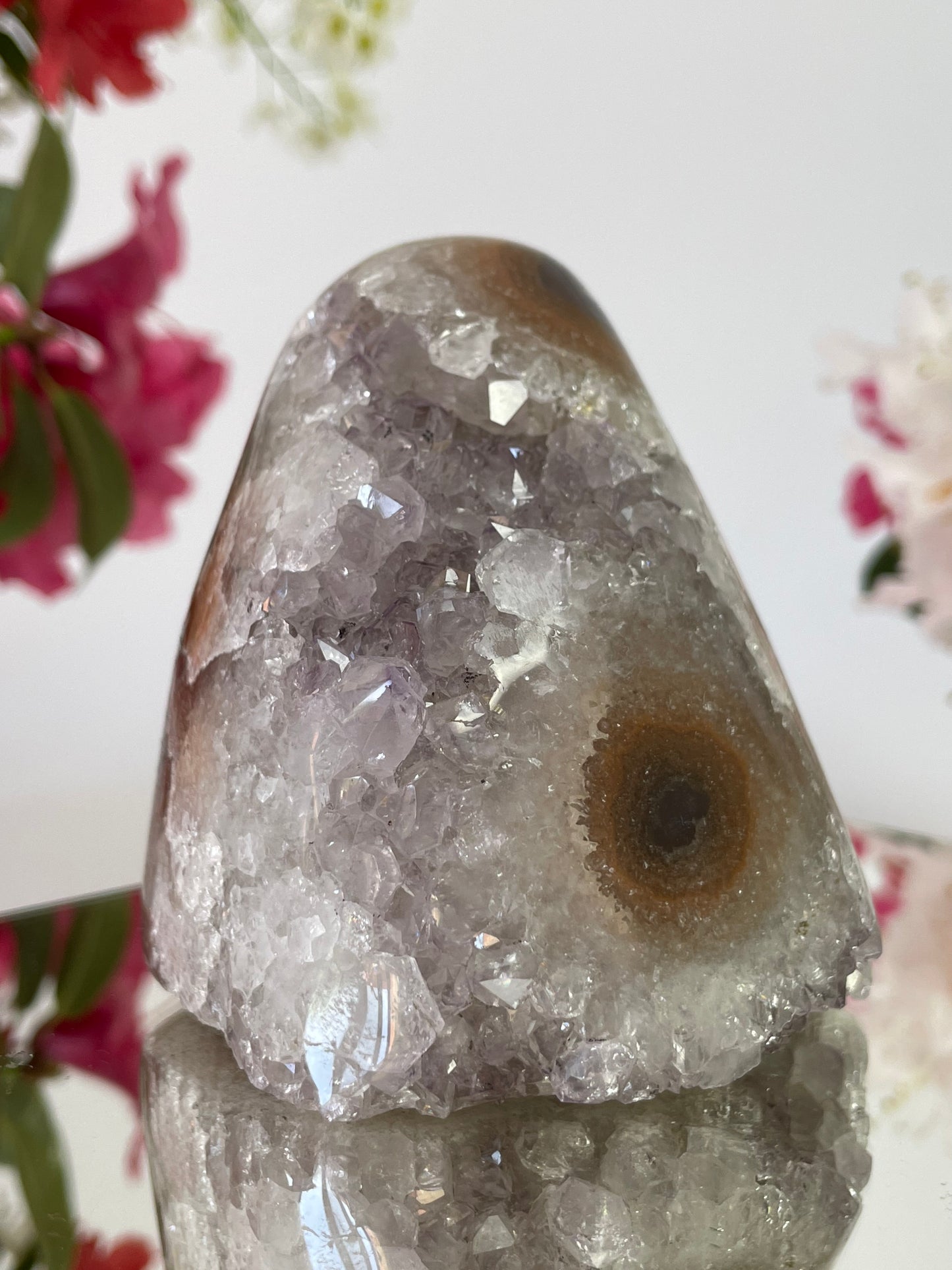Amethyst Agate Druzy Pink Lavender Cut Base Geode from Uruguay