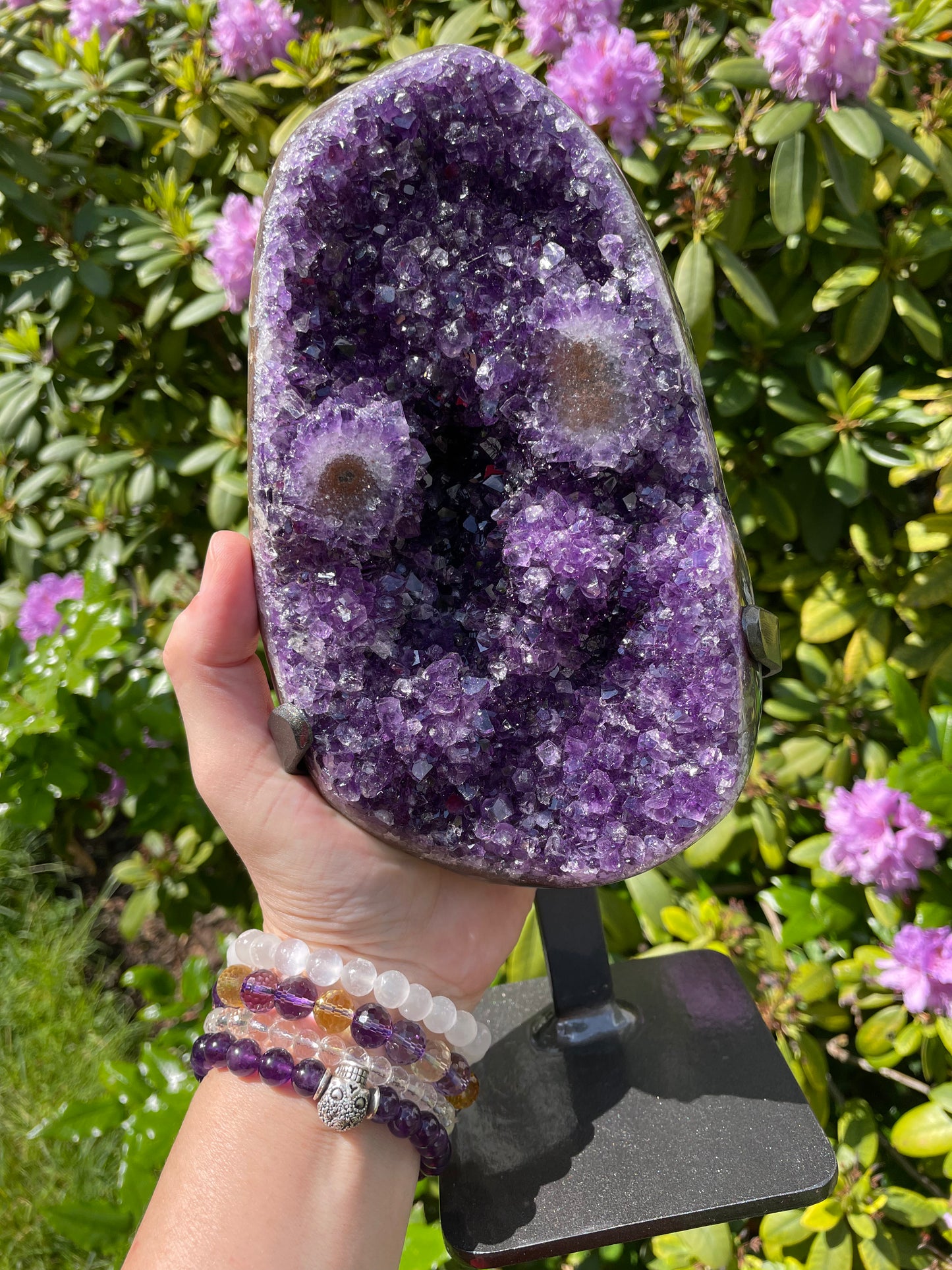 Amethyst Druzy with Stalactite on Stand Eye from Uruguay