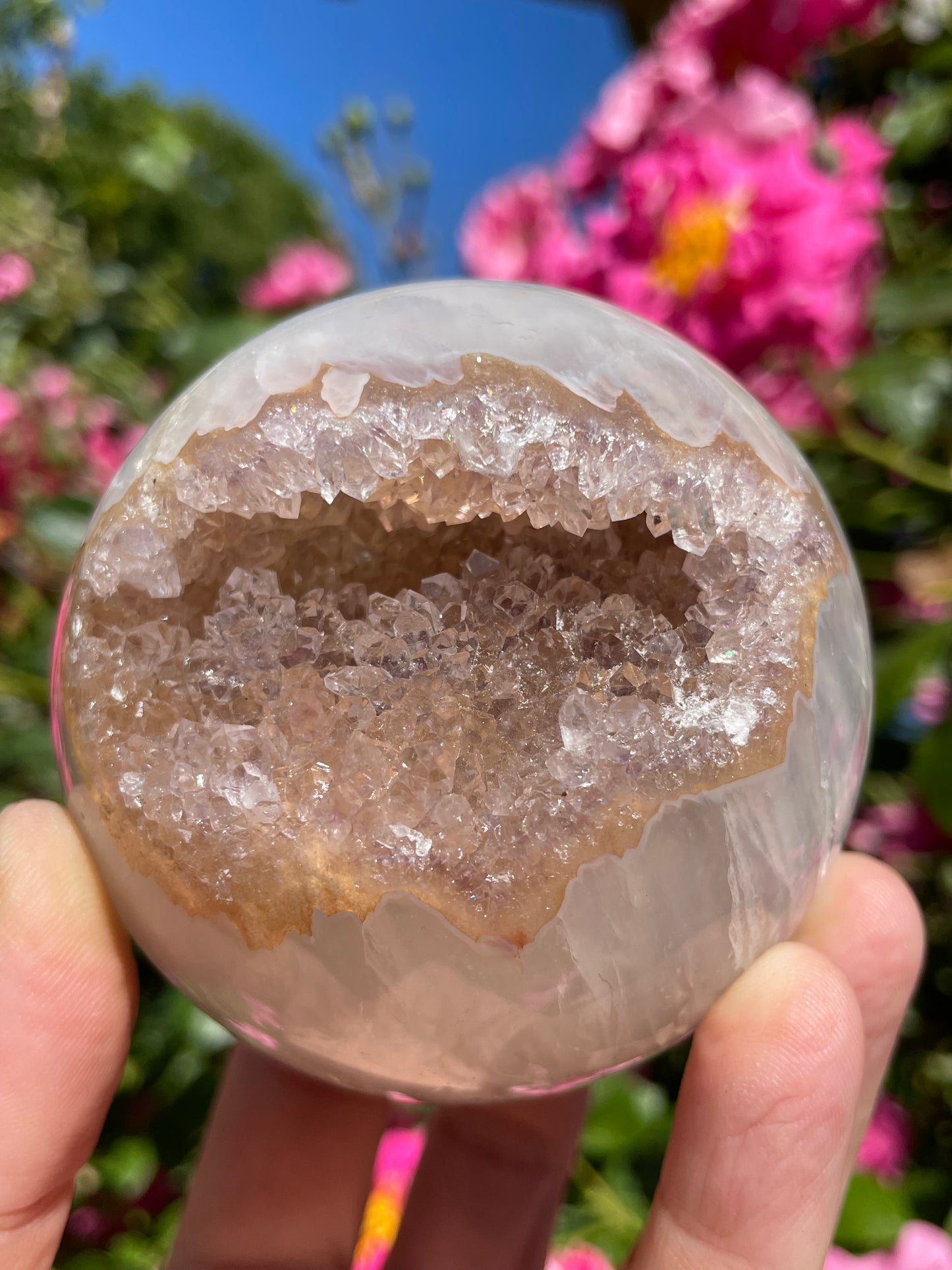 Amethyst White Agate Druzy Sphere from Uruguay