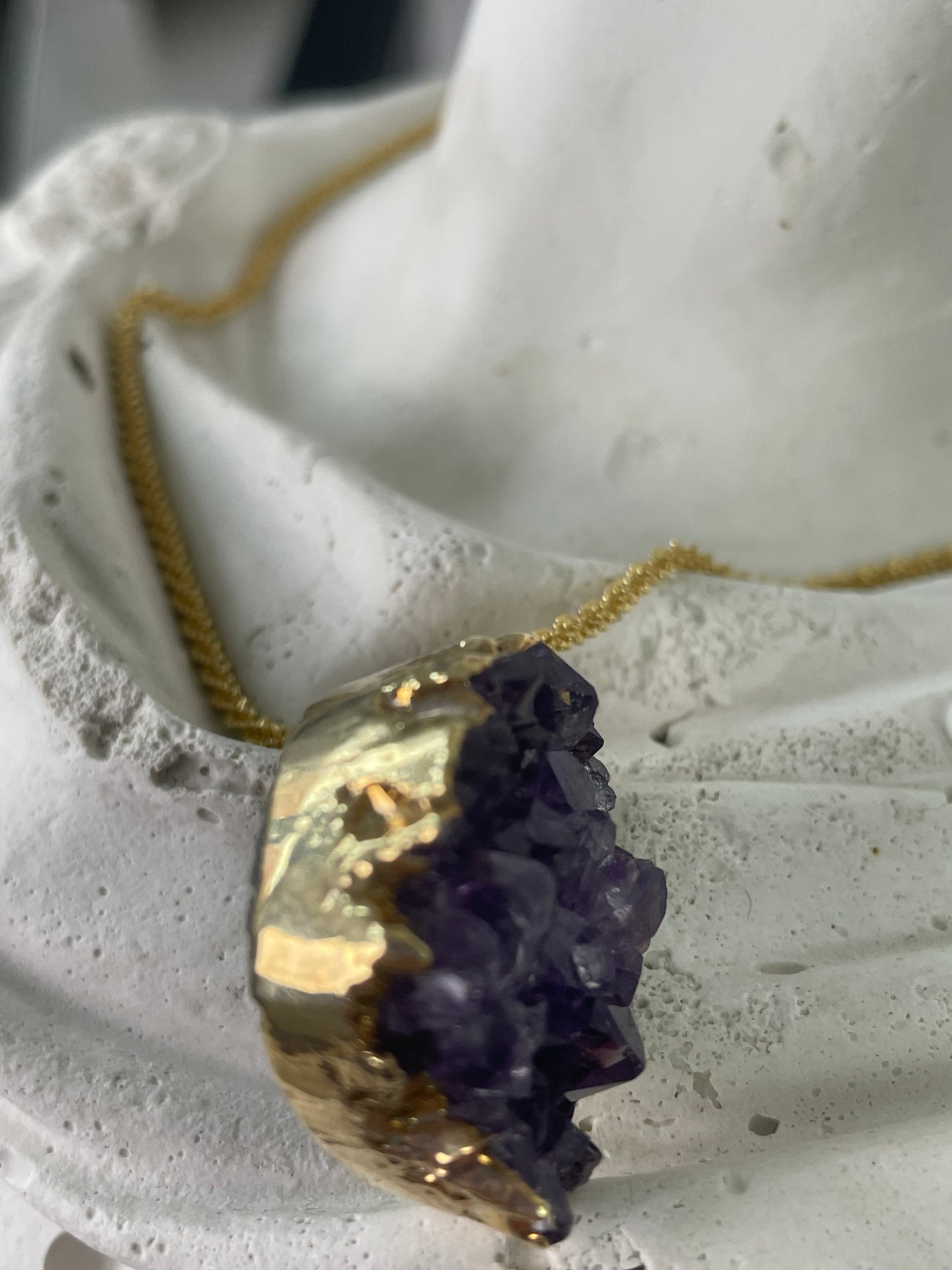 Amethyst Pendant from Uruguay I With Anchor Chain 45cm/ 17.5 in