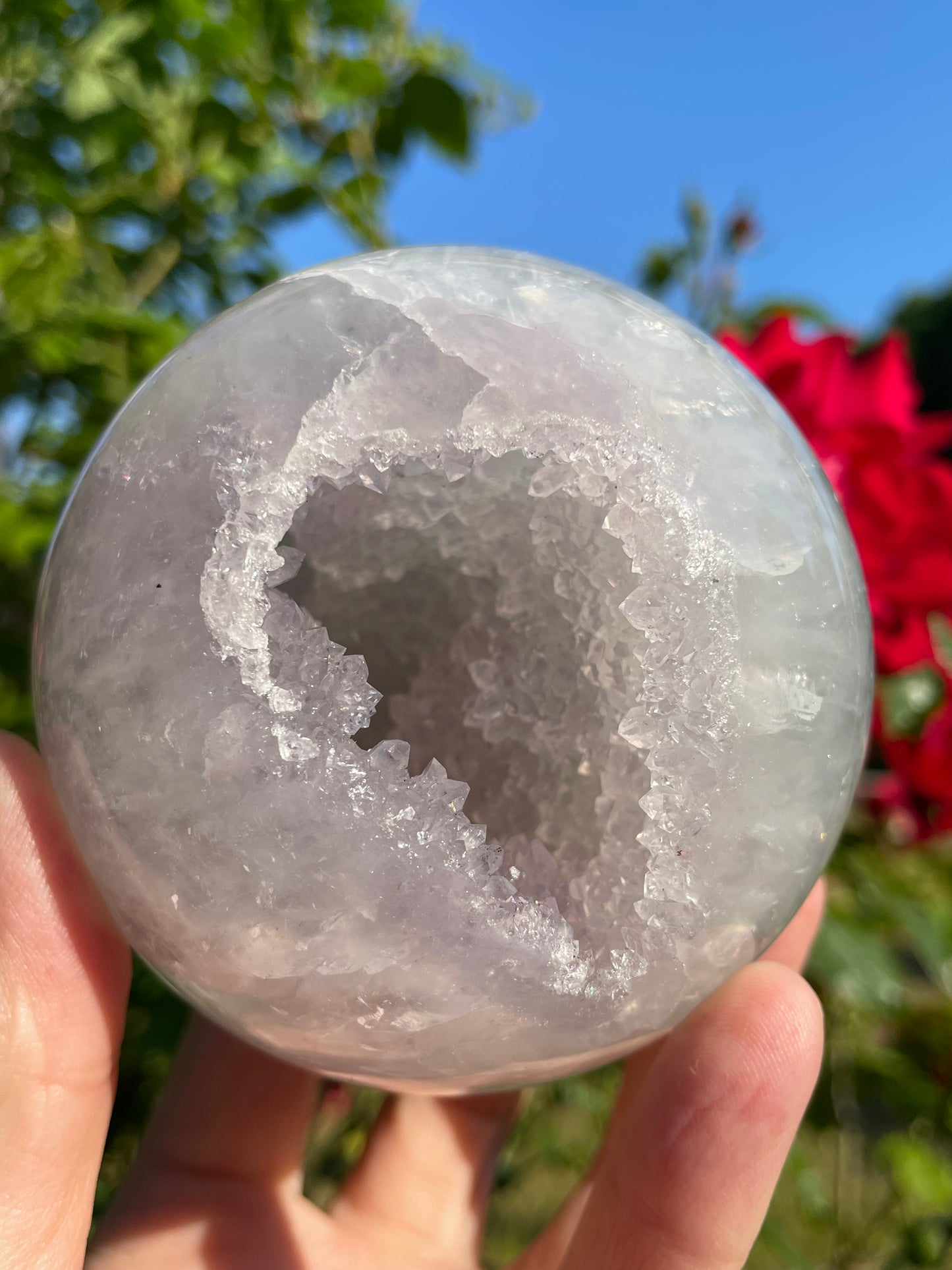 Amethyst White Druzy Agate Sphere from Uruguay