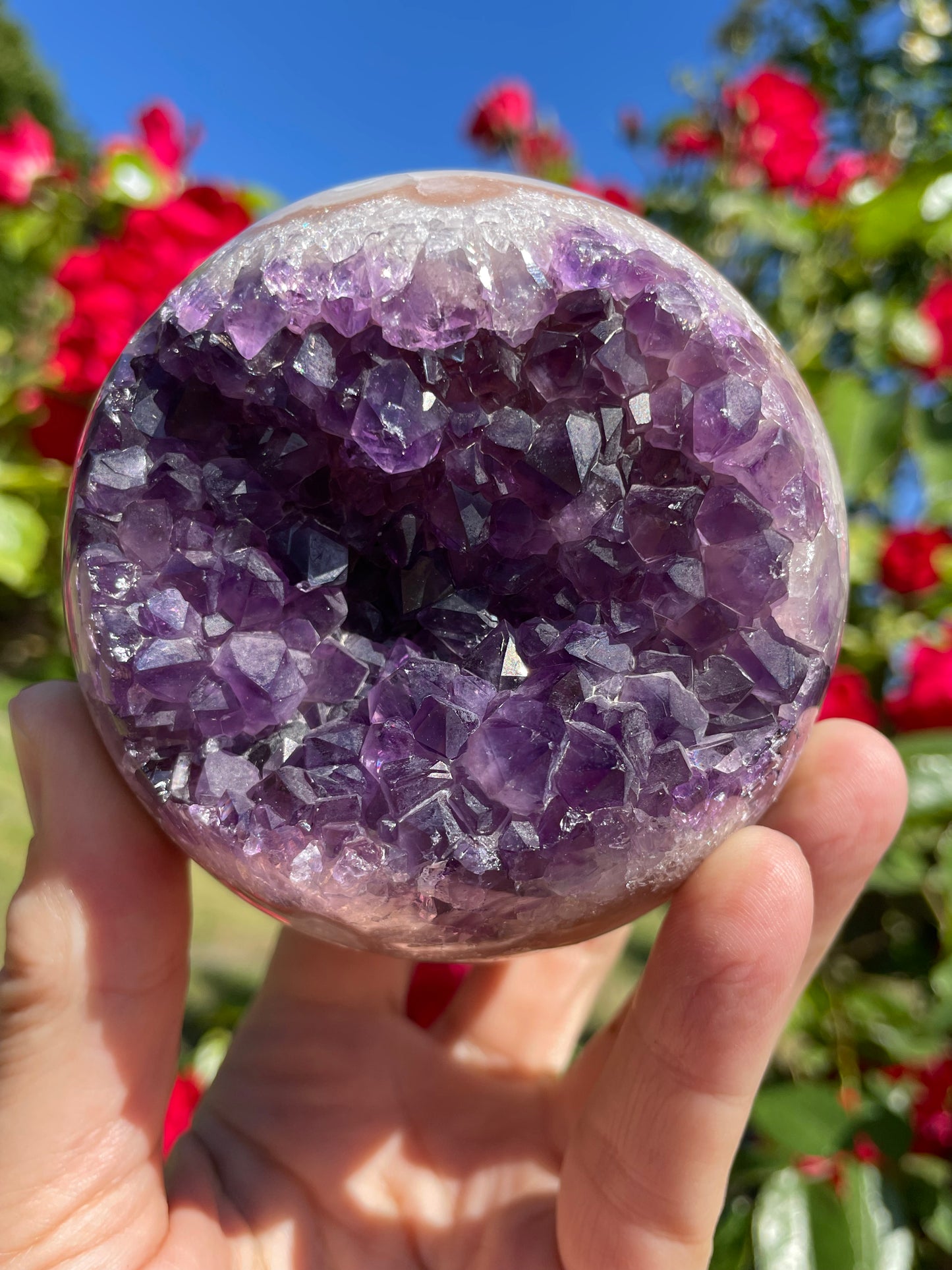 Amethyst Geode with Agate Sphere from Uruguay