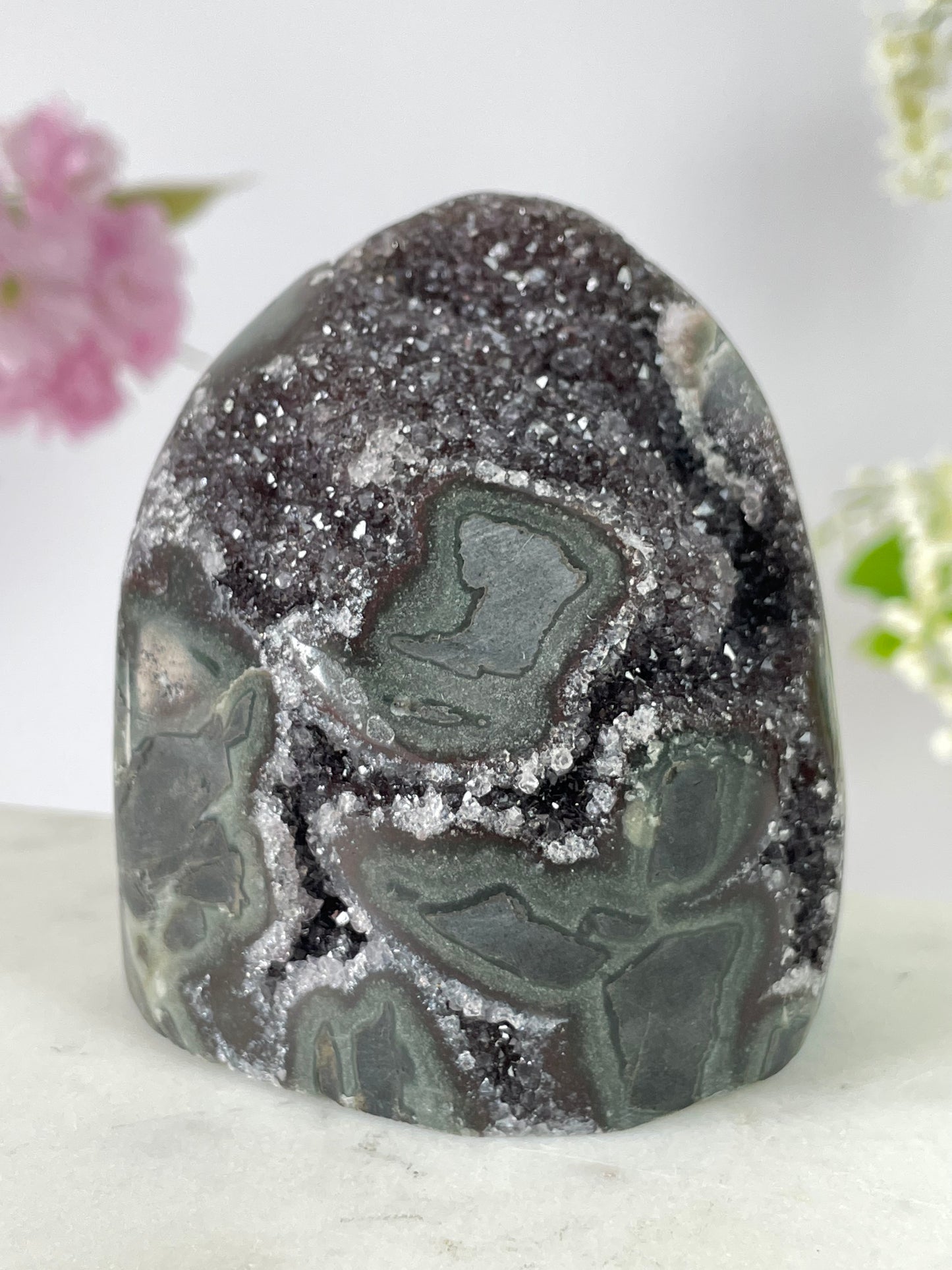 Amethyst Druzy Cut Base Geod from Uruguay