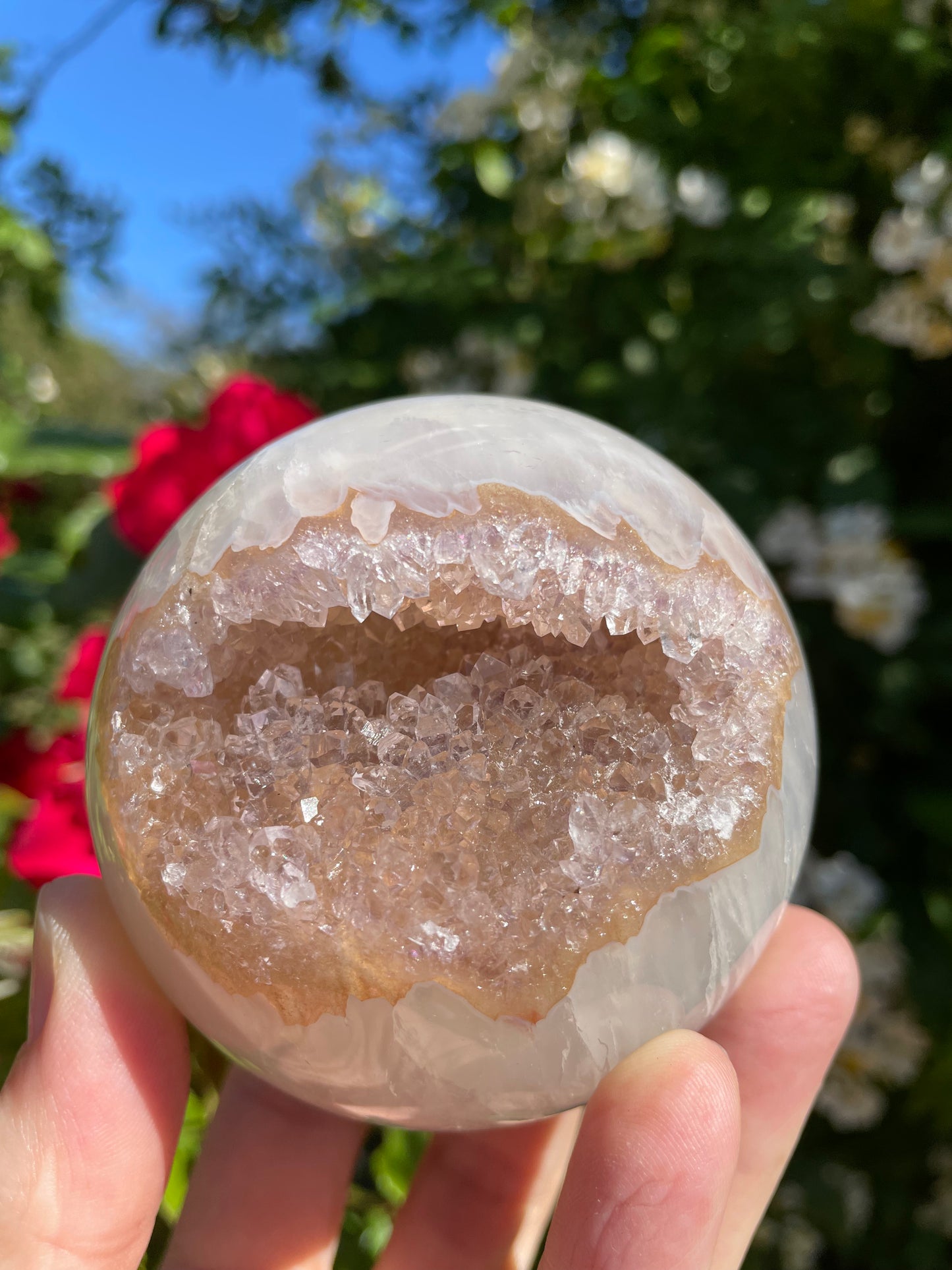 Amethyst White Agate Druzy Sphere from Uruguay