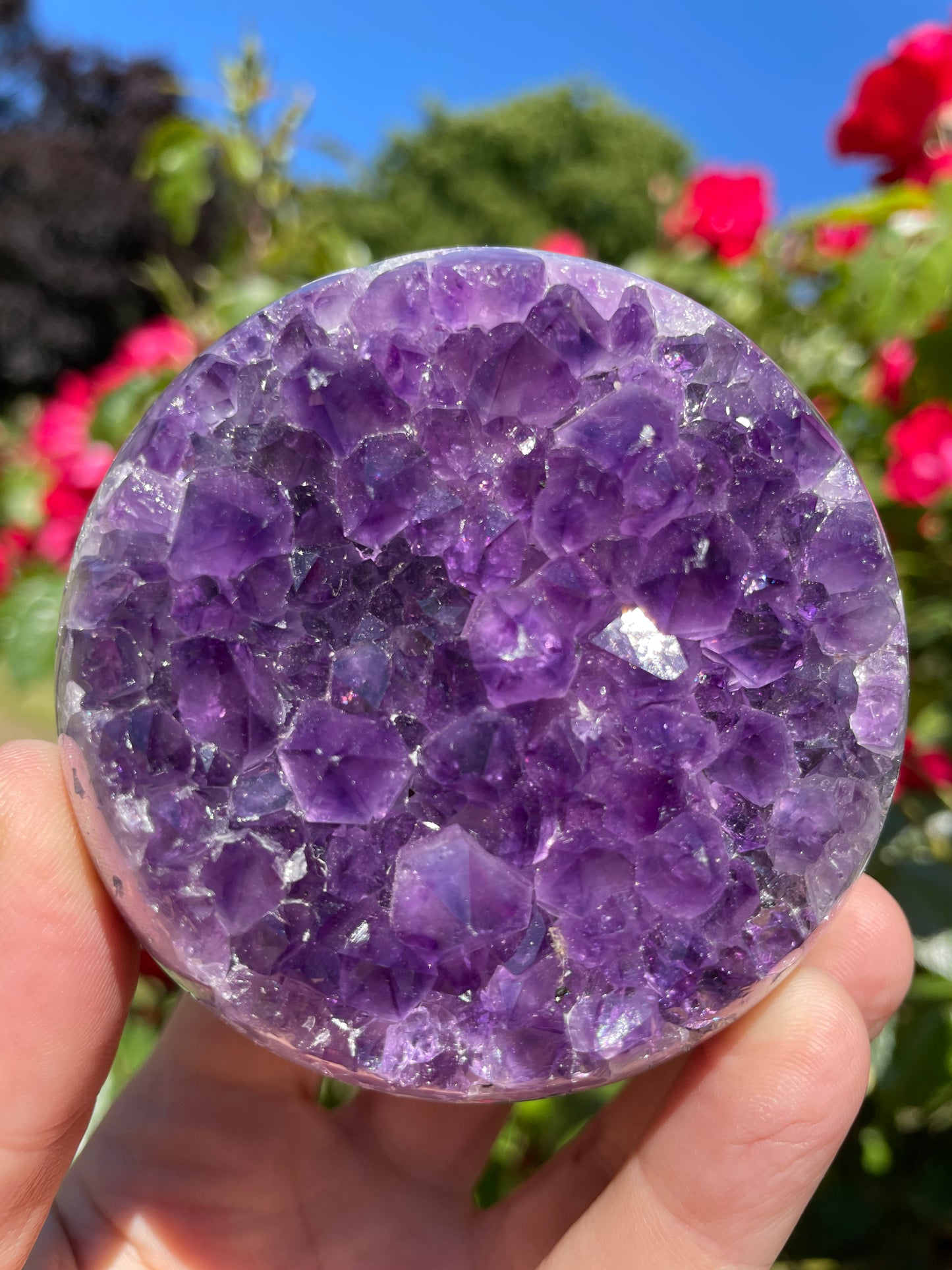 Amethyst with Green Blue Agate Sphere from Uruguay M