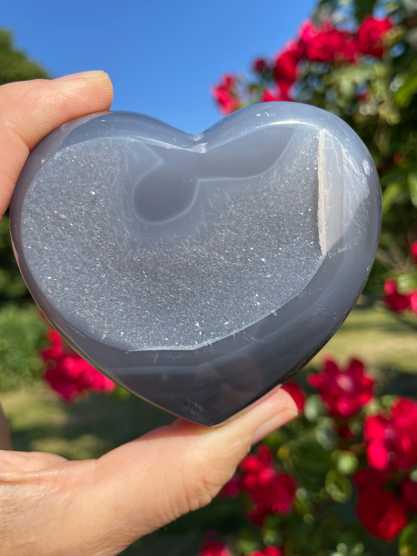 Amethyst Agate Druzy Heart from Uruguay