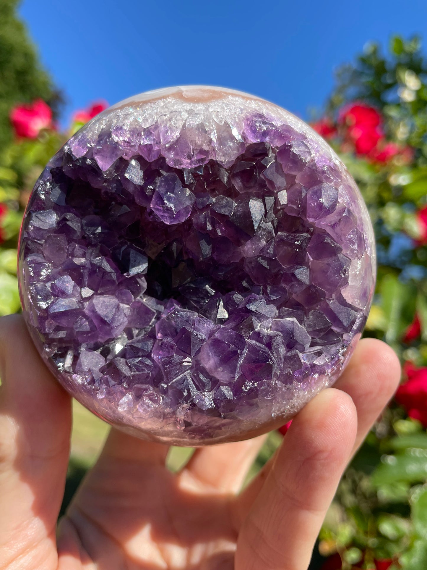Amethyst Geode with Agate Sphere from Uruguay