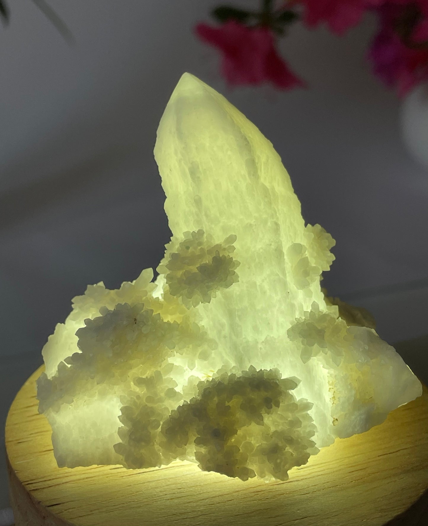 Candle Quartz with Calcite Flower Buds from Inner Mongolia