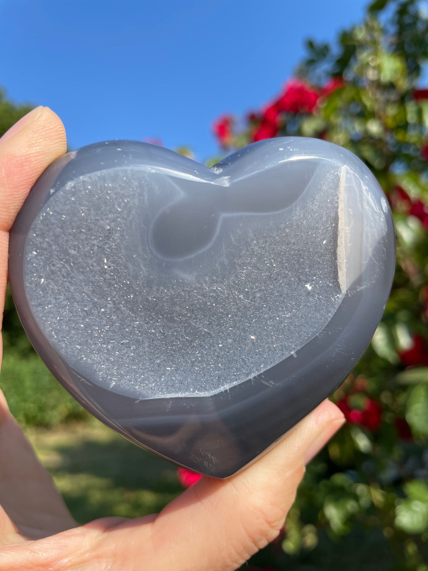 Amethyst Agate Druzy Heart from Uruguay
