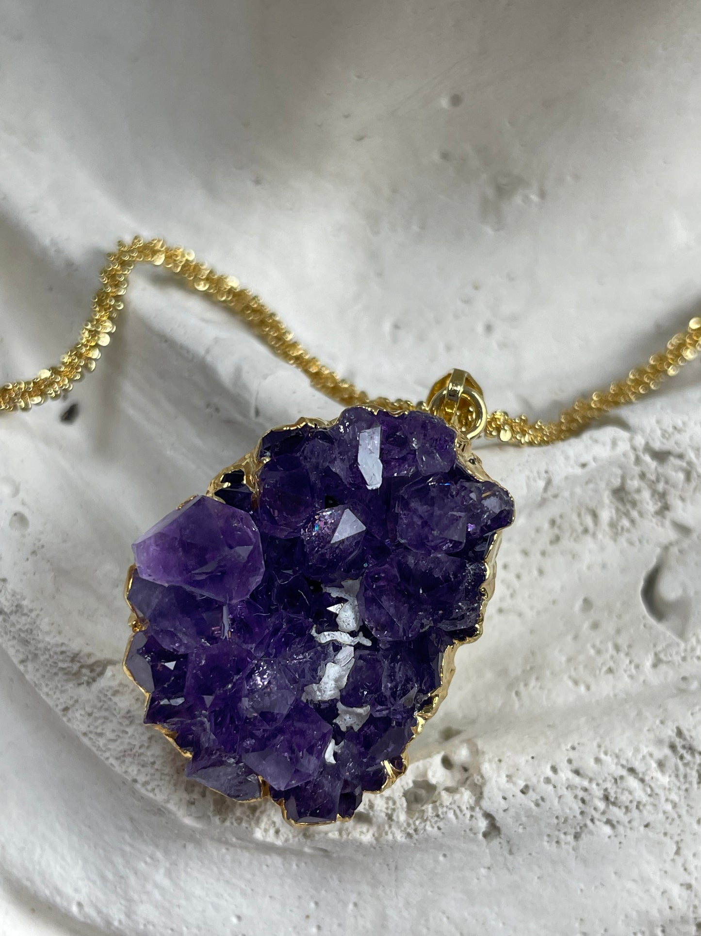 Amethyst with Calcite Pendant from Uruguay with anchor chain III