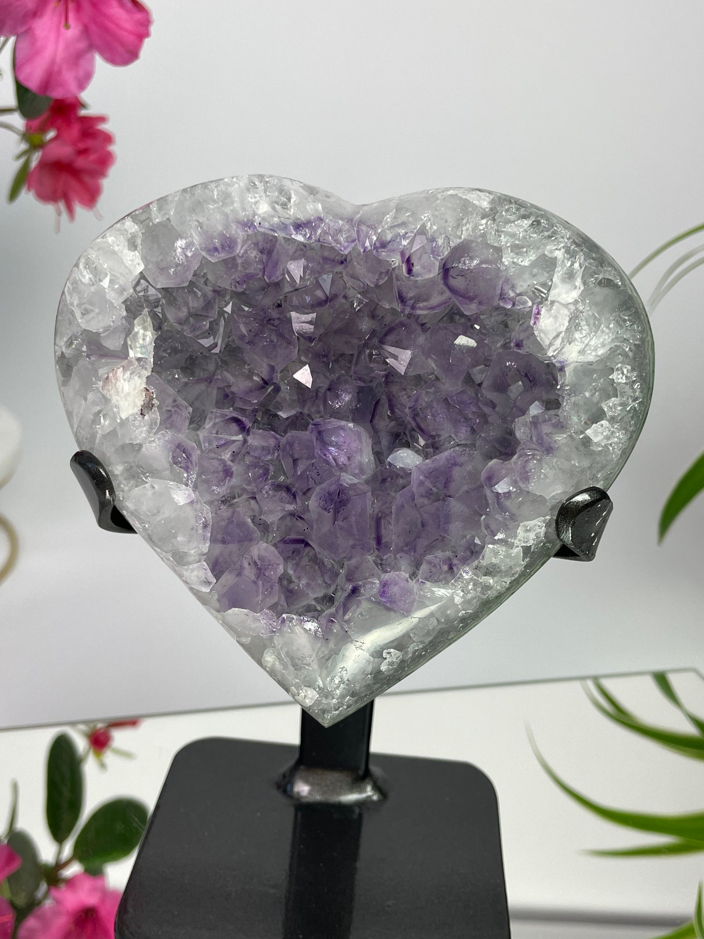 Amethyst Lavender Heart on Stand from Uruguay