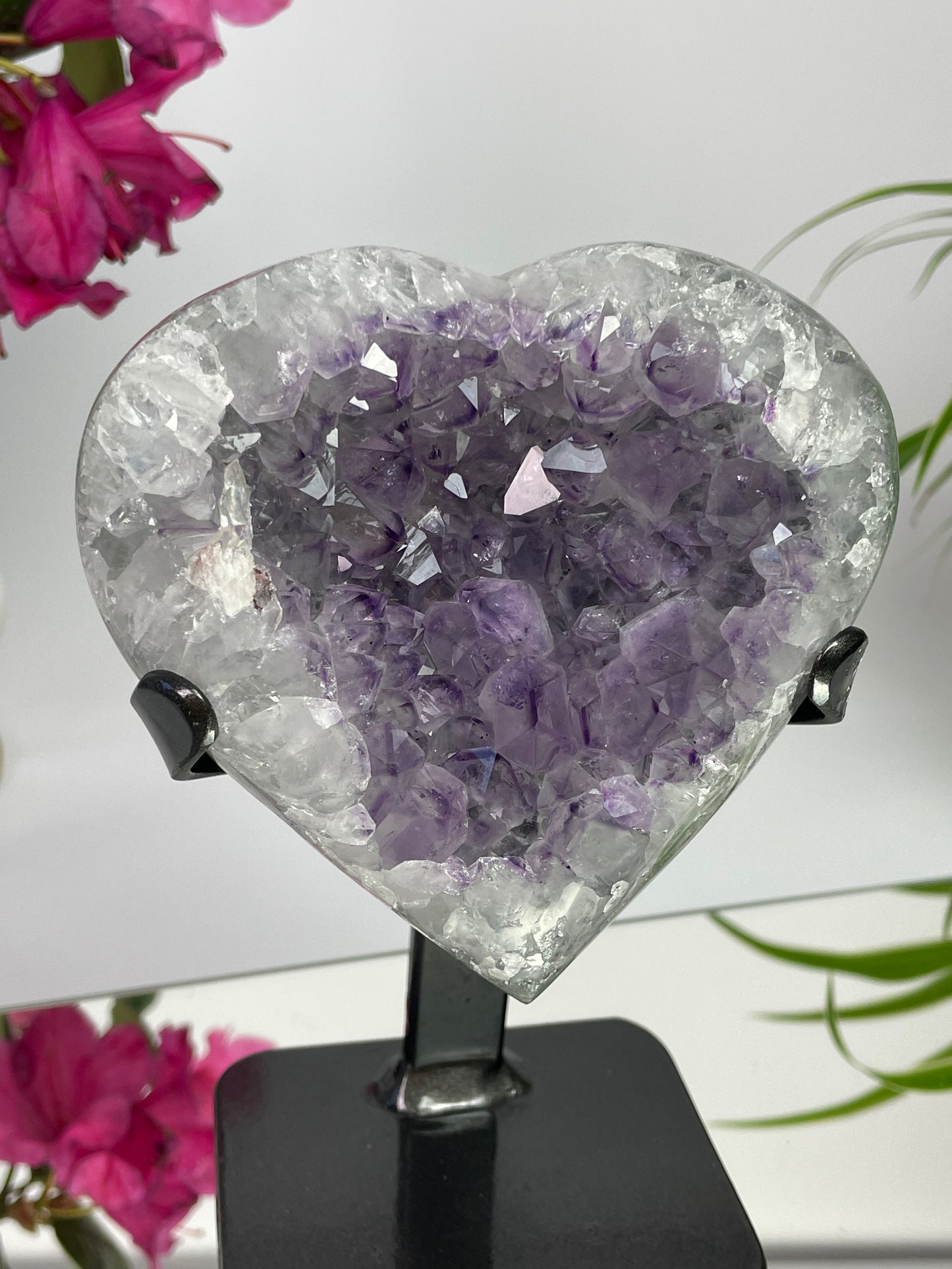 Amethyst Lavender Heart on Stand from Uruguay
