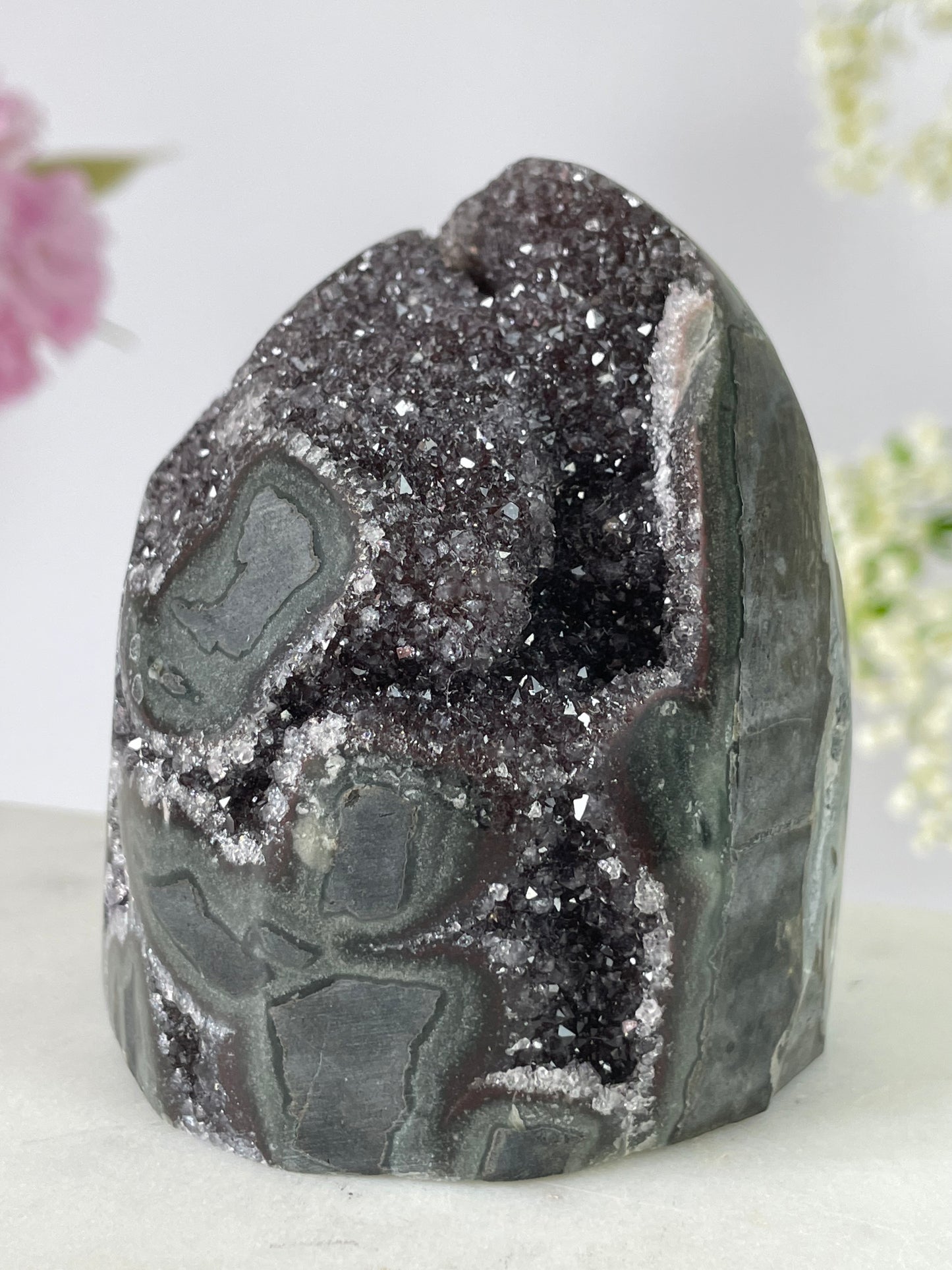 Amethyst Druzy Cut Base Geod from Uruguay