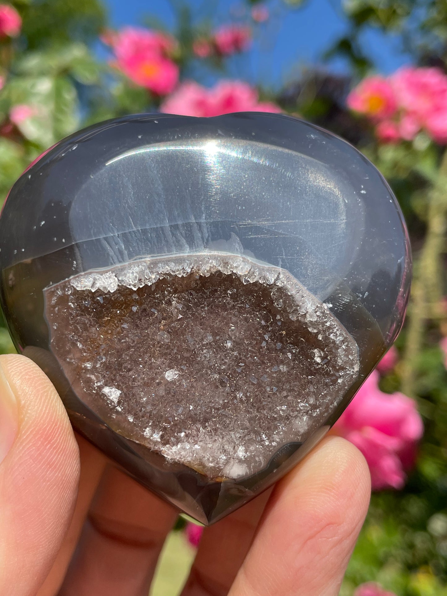 Amethyst Agate Druzy Heart from Uruguay