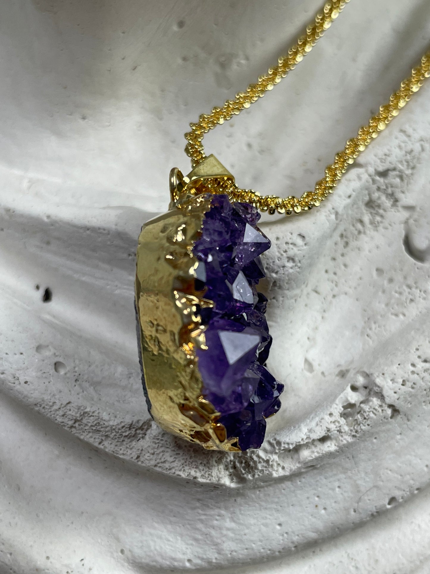 Amethyst with Calcite Pendant from Uruguay with anchor chain III