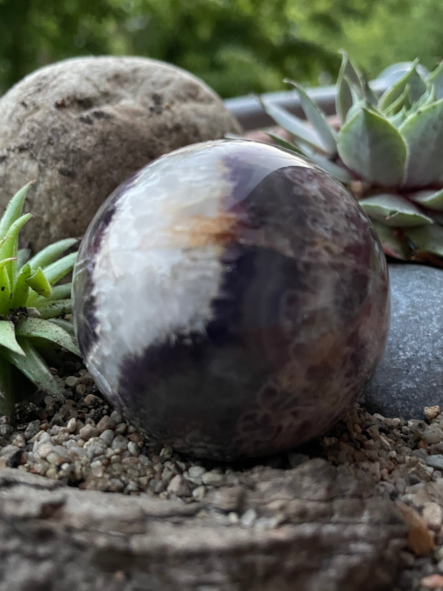 Amethyst Chevron Sphere with Angel Holder