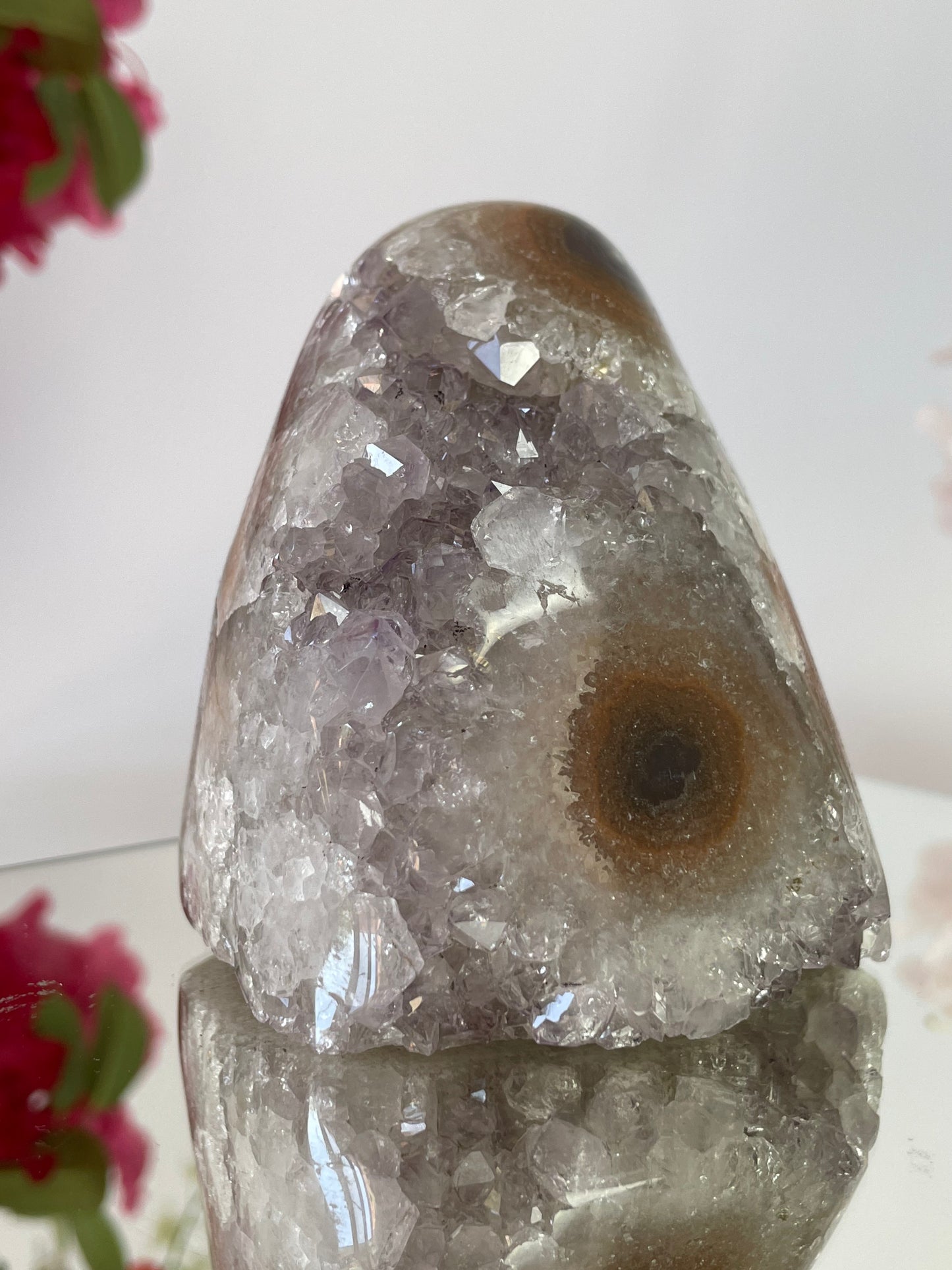 Amethyst Agate Druzy Pink Lavender Cut Base Geode from Uruguay