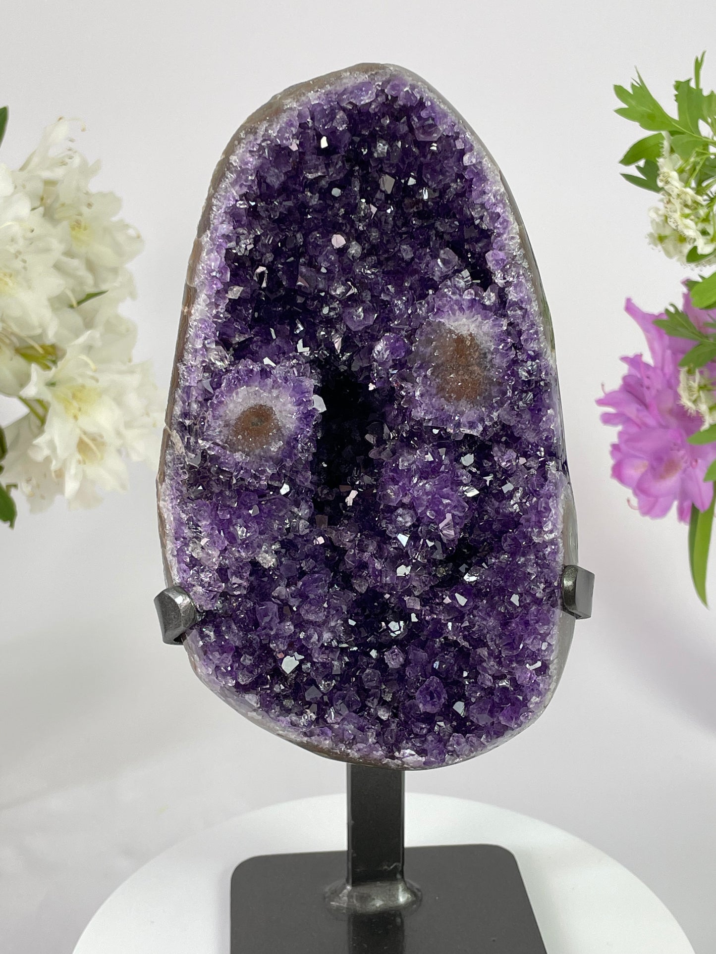 Amethyst Druzy with Stalactite on Stand Eye from Uruguay