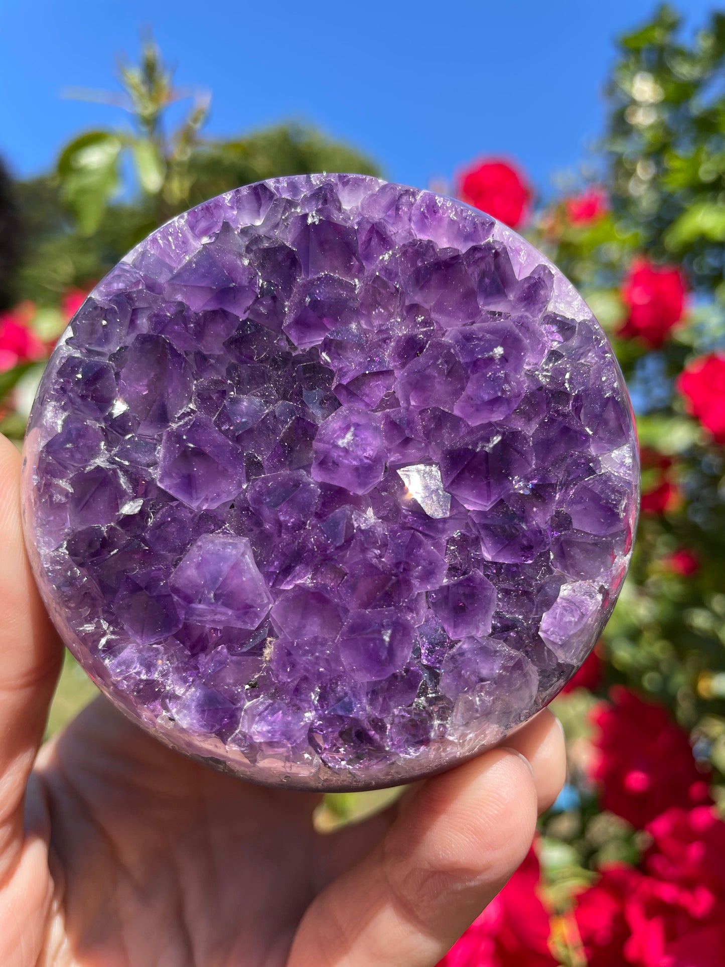 Amethyst with Green Blue Agate Sphere from Uruguay M
