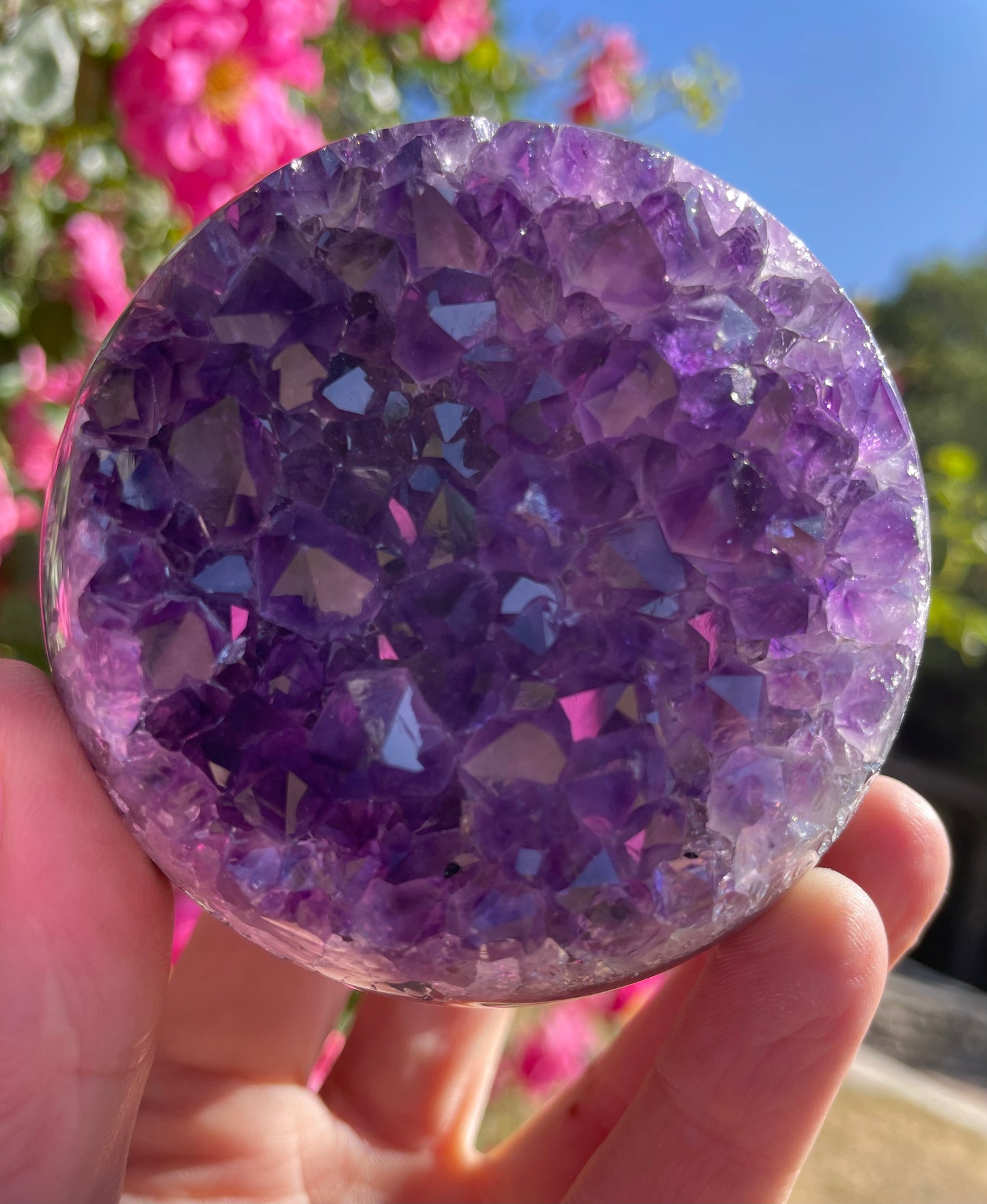 Amethyst with Green Blue Agate Sphere from Uruguay M
