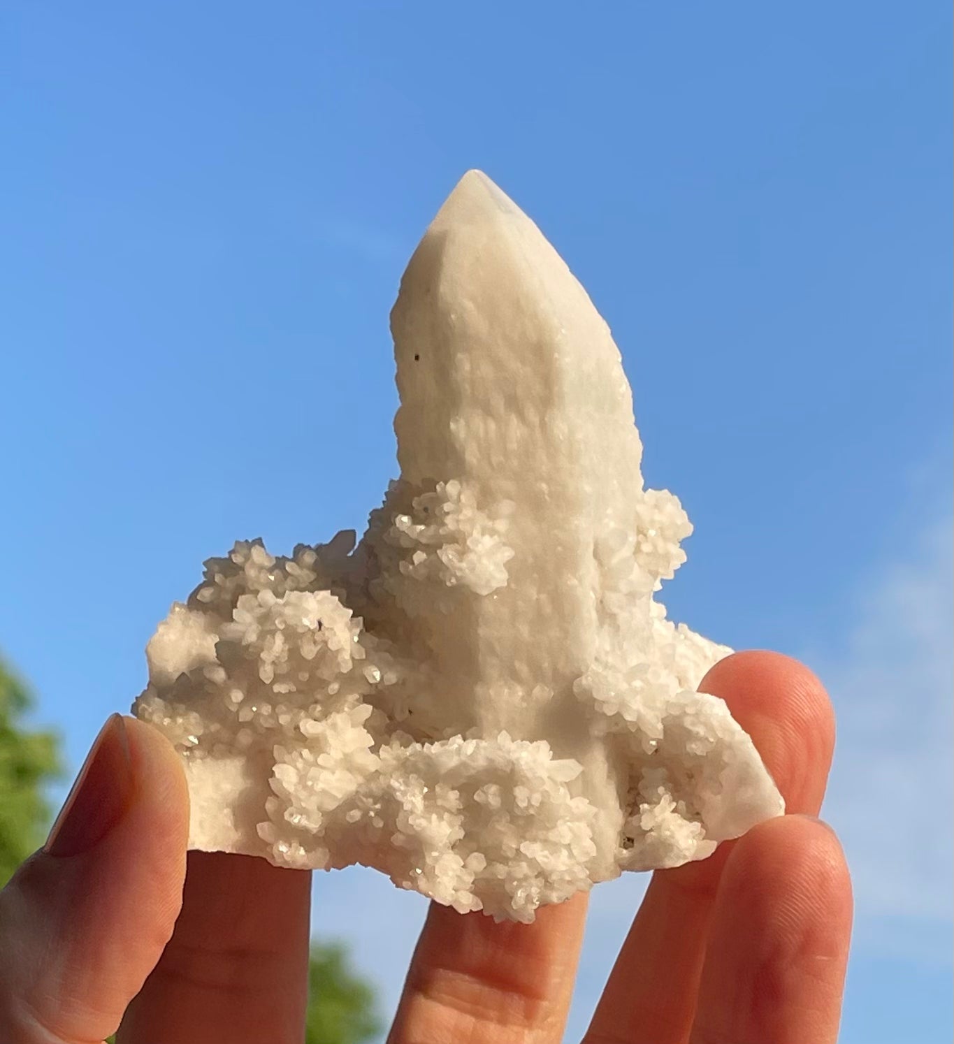 Candle Quartz with Calcite Flower Buds from Inner Mongolia