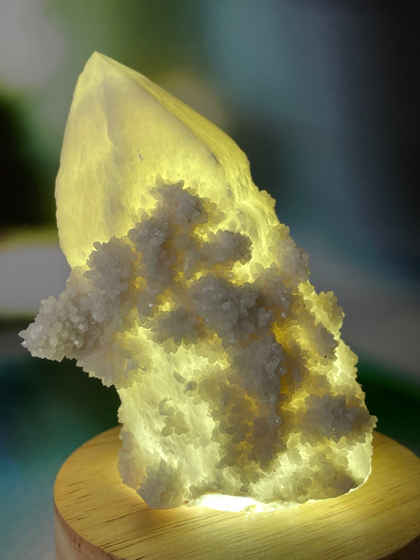 Candle Quartz Point with Calcite Flowers from Inner Mongolia