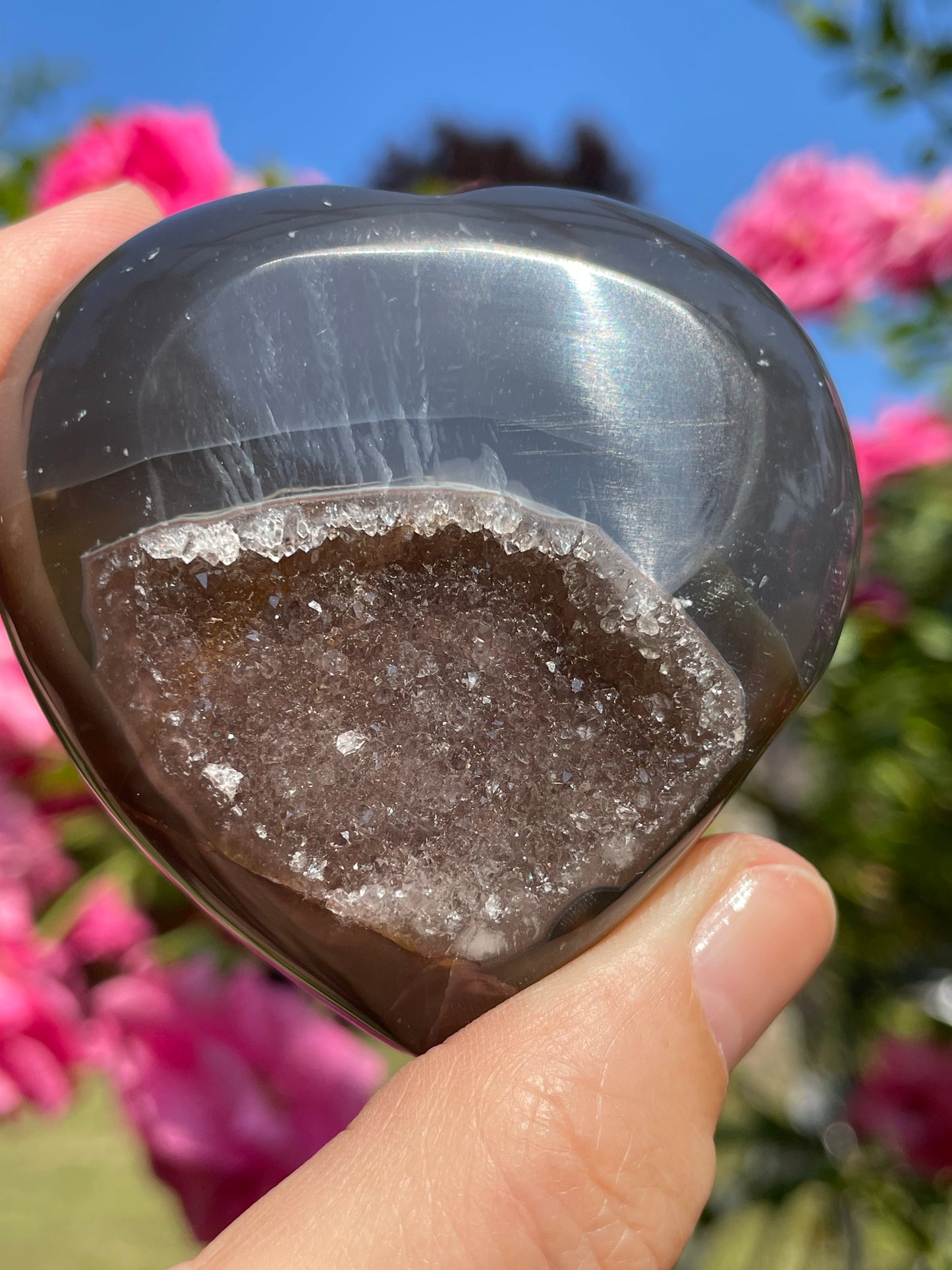 Amethyst Agate Druzy Heart from Uruguay