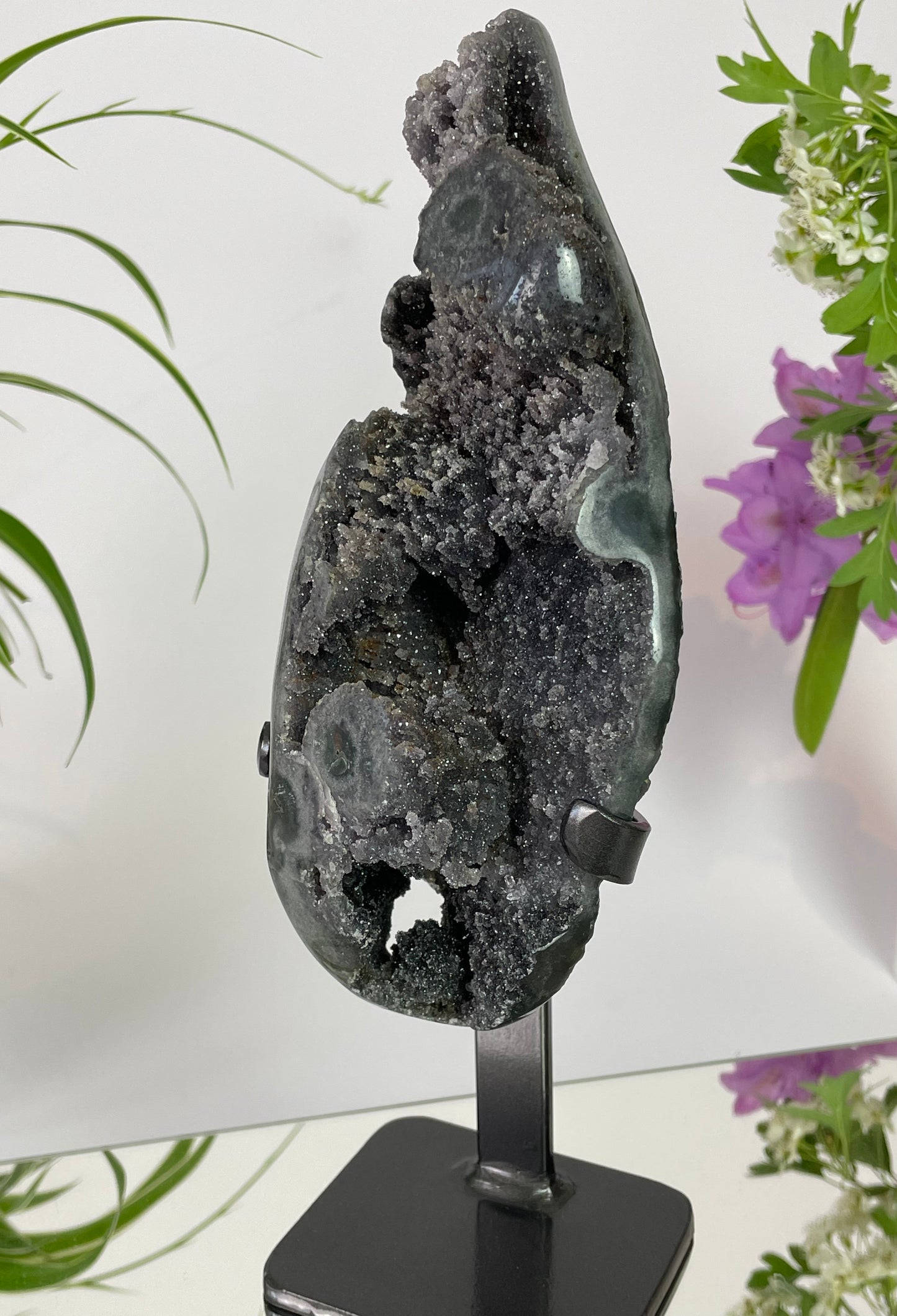 Jasper Green Druzy on Stand from Uruguay