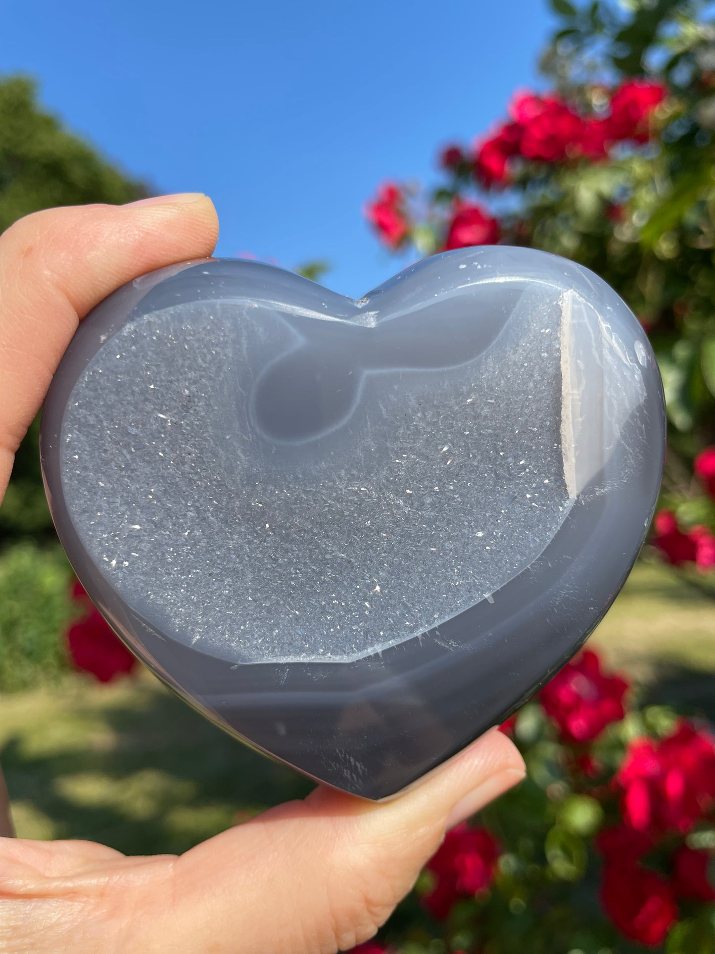 Amethyst Agate Druzy Heart from Uruguay