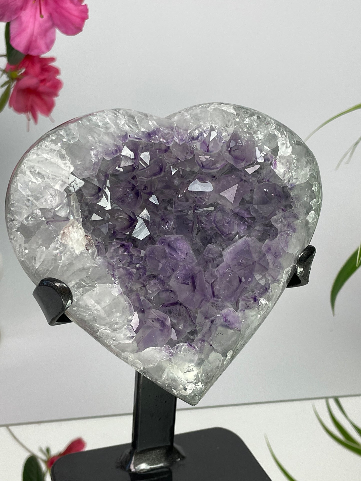 Amethyst Lavender Heart on Stand from Uruguay