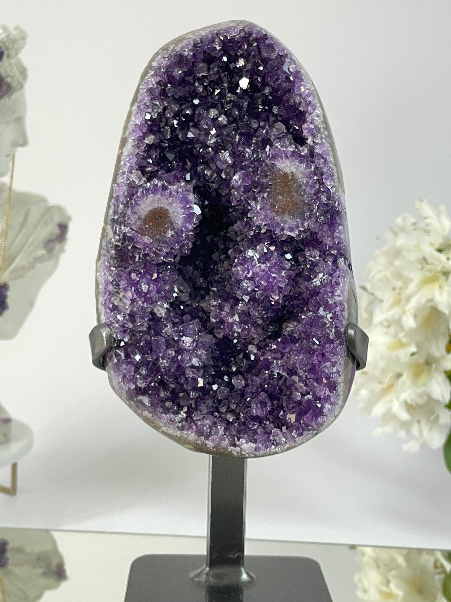 Amethyst Druzy with Stalactite on Stand Eye from Uruguay