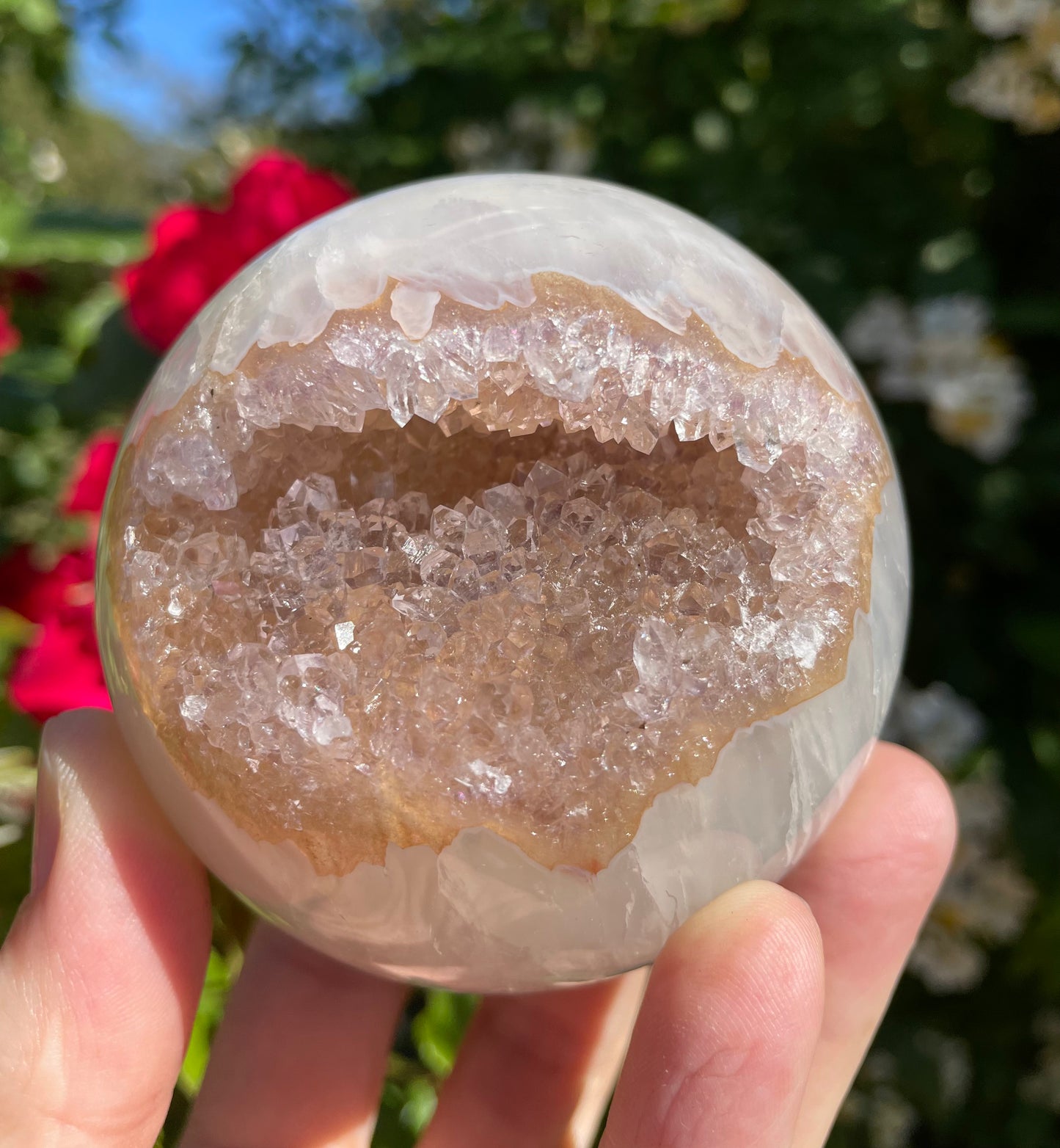 Amethyst White Agate Druzy Sphere from Uruguay