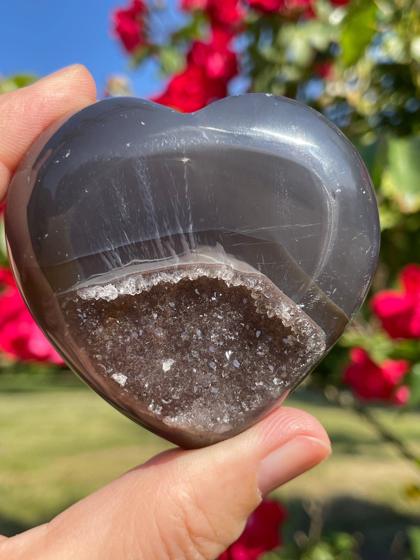 Amethyst Agate Druzy Heart from Uruguay