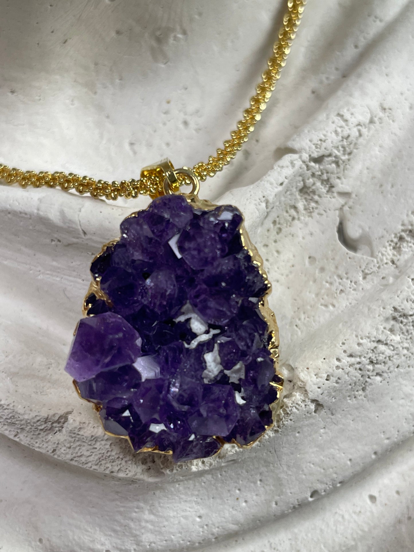 Amethyst with Calcite Pendant from Uruguay with anchor chain III