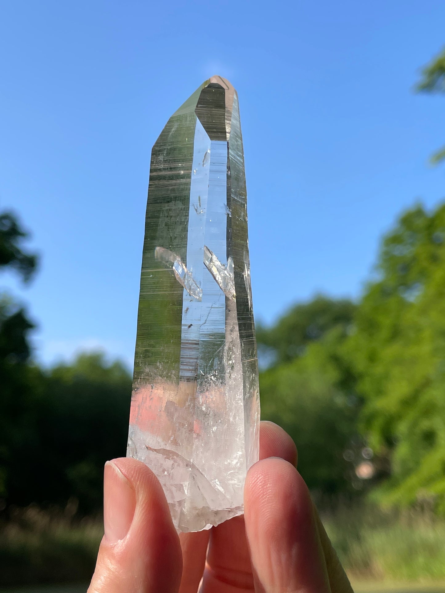 Lemurian Quartz Crystal Point Water Clear from Colombia