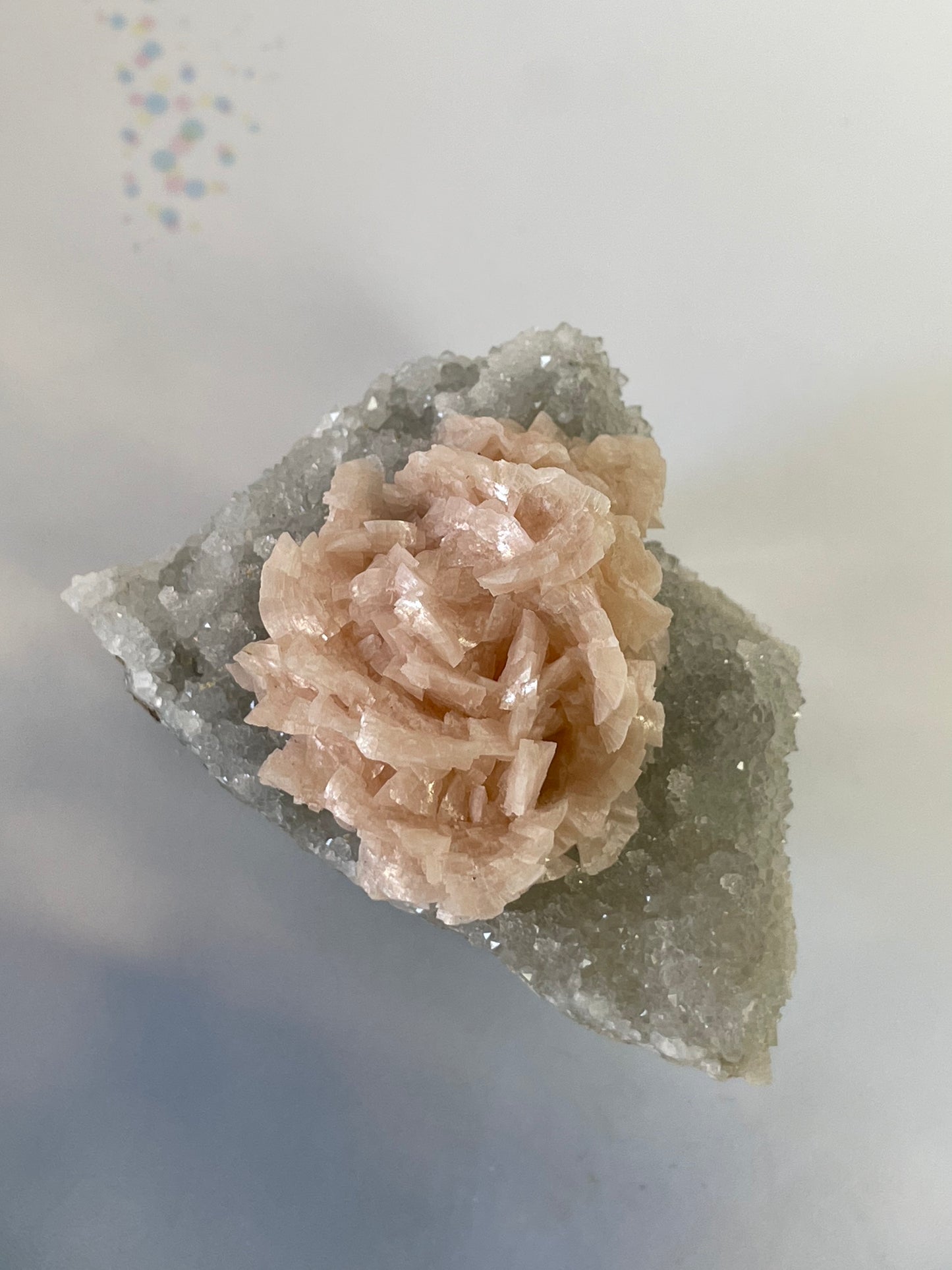 Dolomite Rose on Quartz from Hunan Province, Manaoshan, China