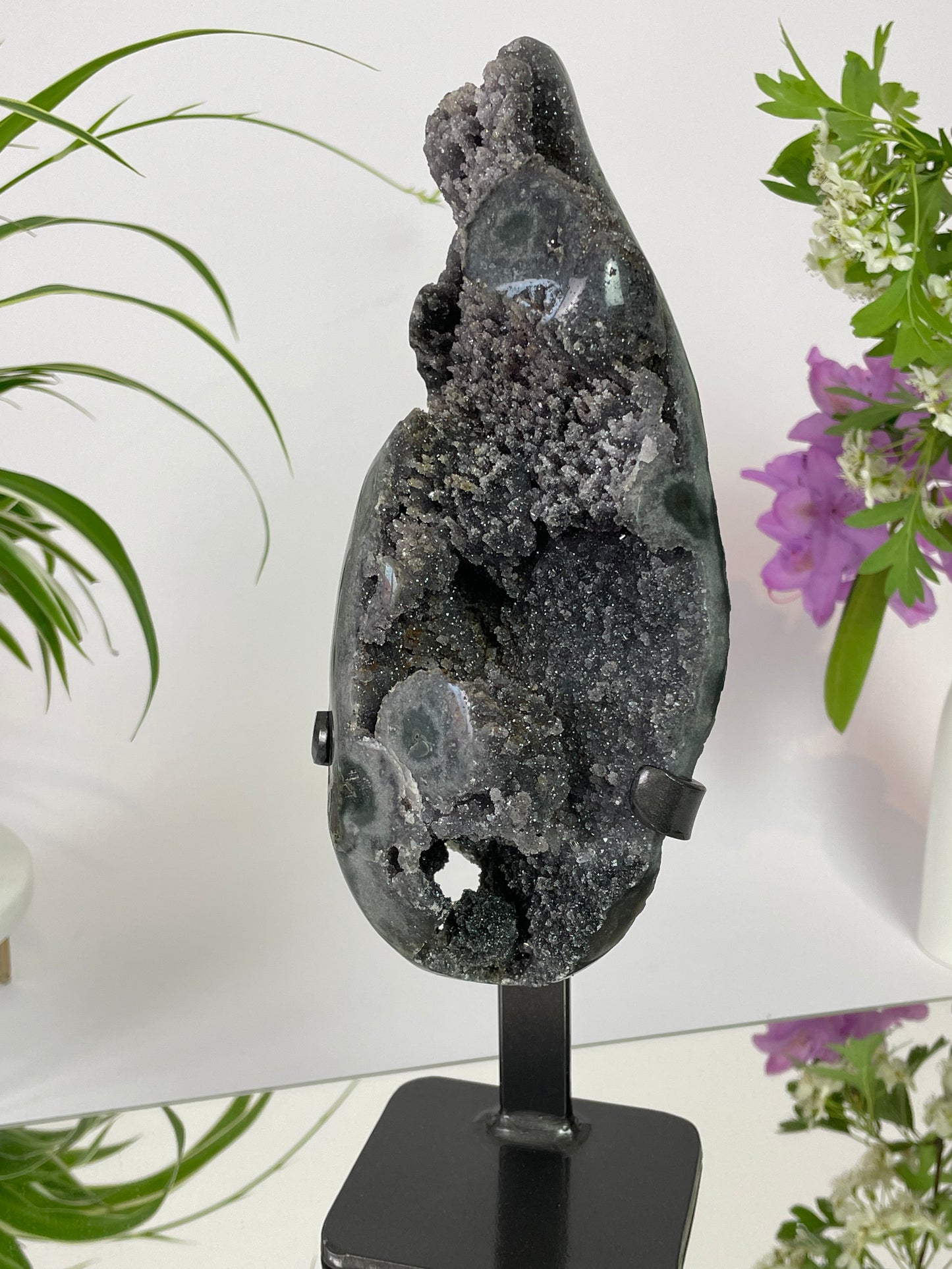 Jasper Green Druzy on Stand from Uruguay