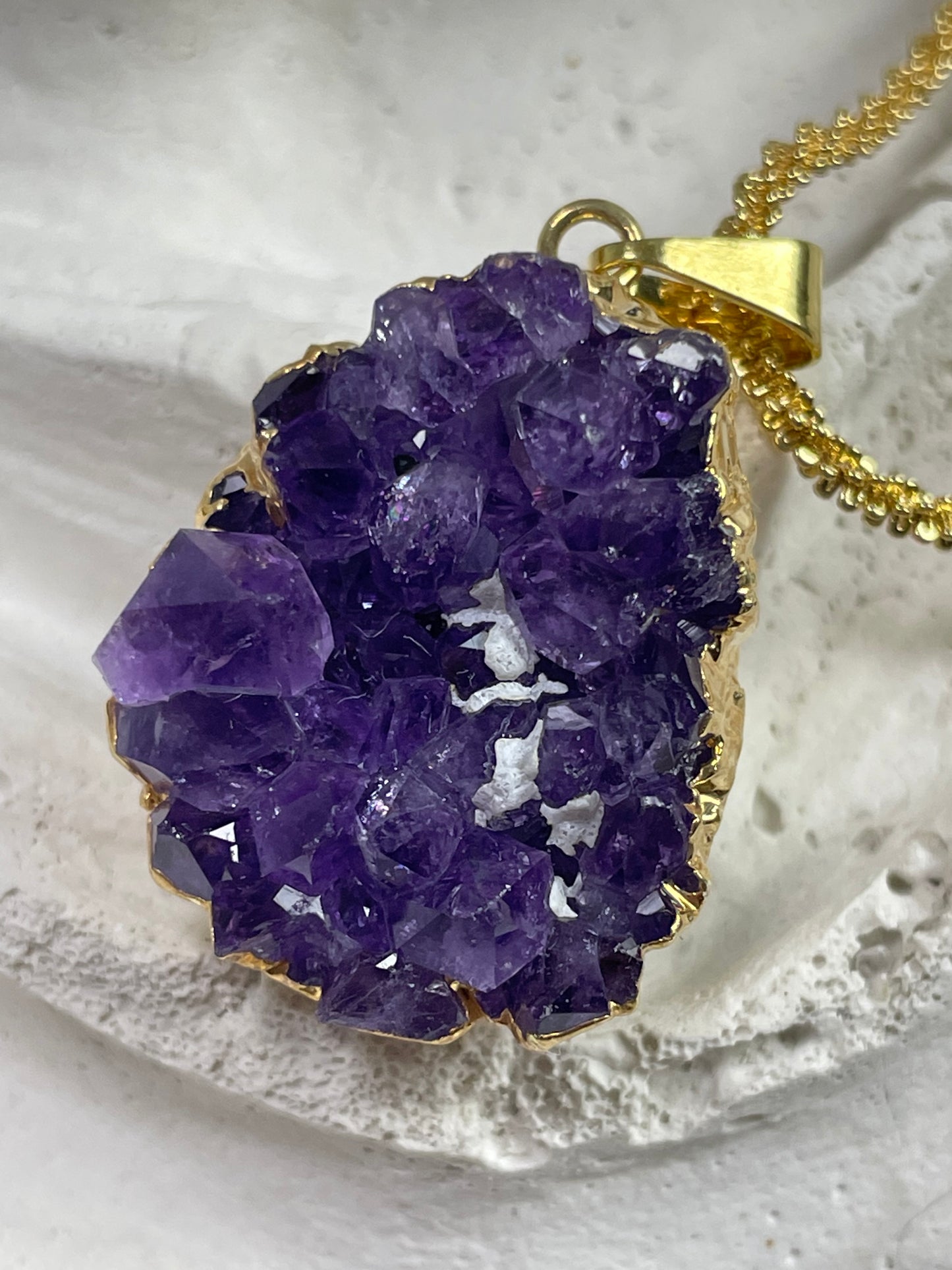Amethyst with Calcite Pendant from Uruguay with anchor chain III