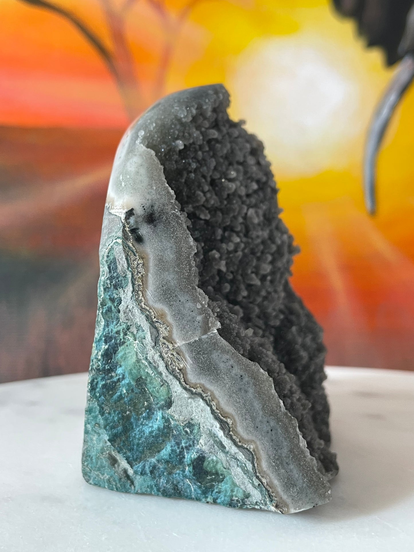 Amethyst Green Druzy with Stalactite Eye Cut Base