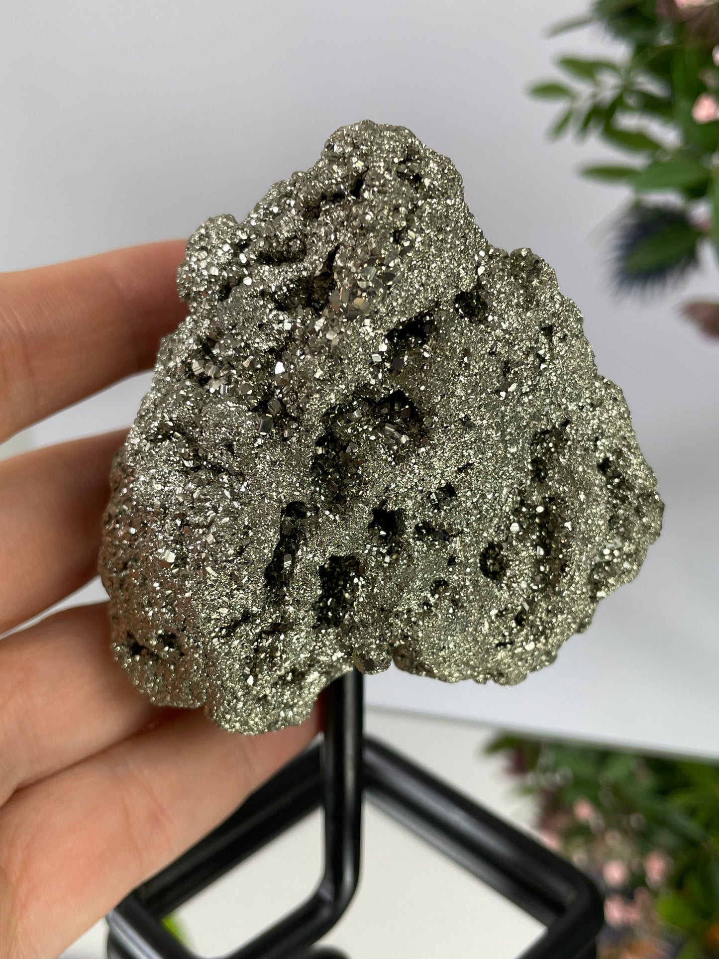Pyrite Cluster on Metal Stand I