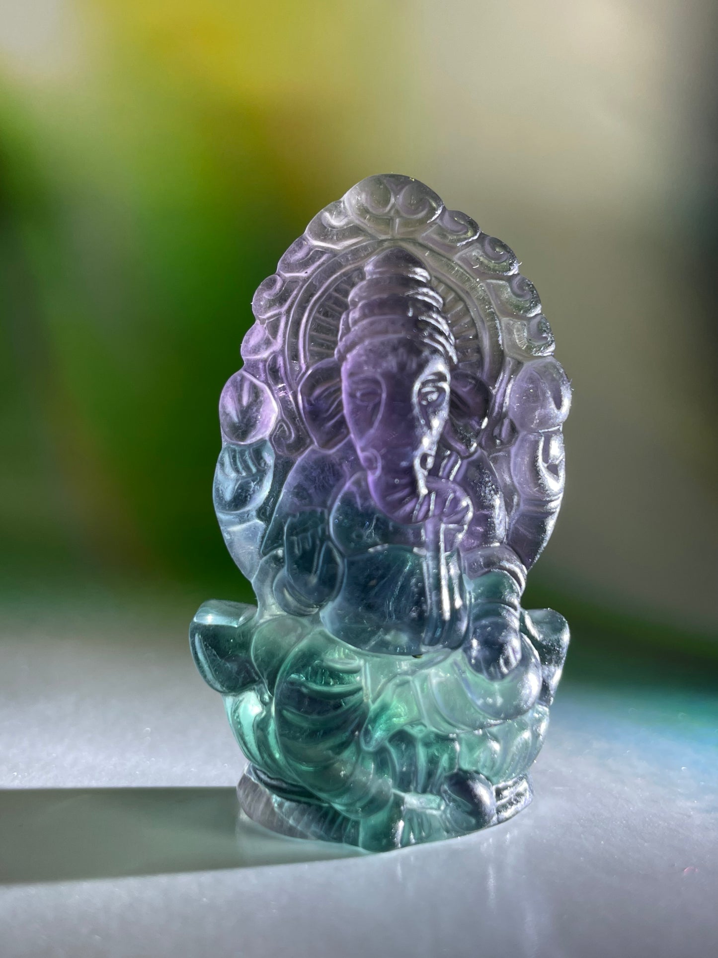 Fluorite Ganesh Green Lavender