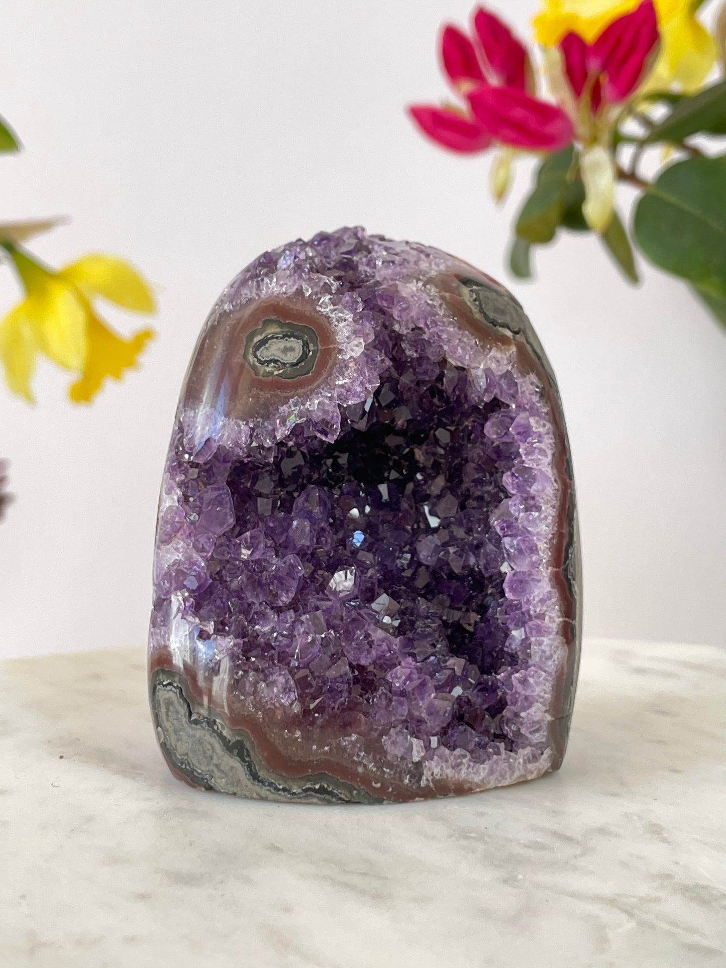 Amethyst Cut Base with Stalactite Eye from Uruguay