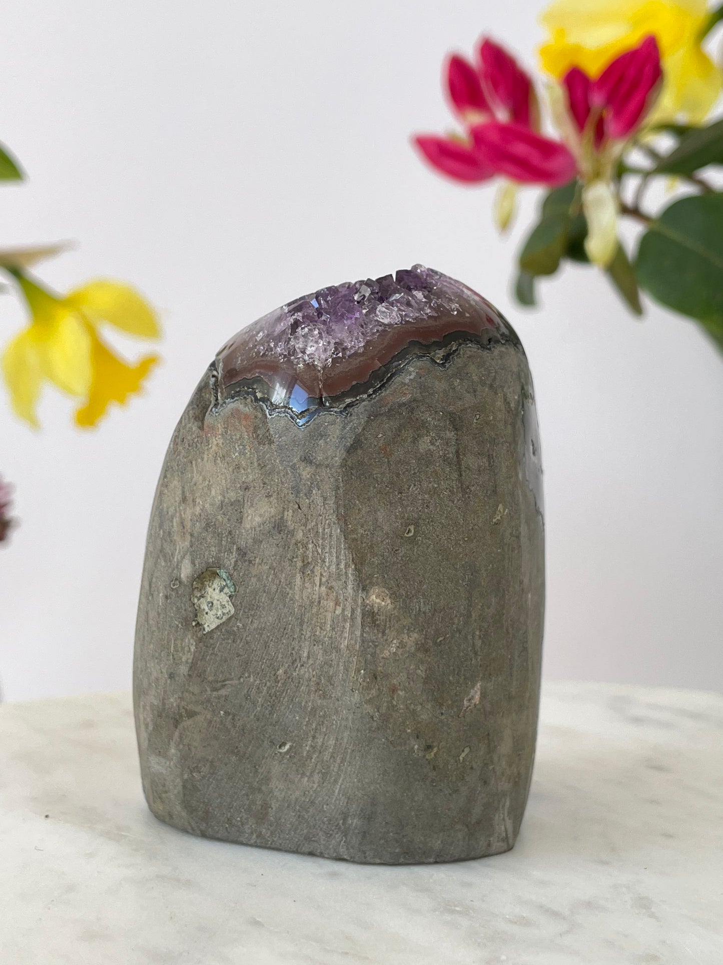 Amethyst Cut Base with Stalactite Eye from Uruguay