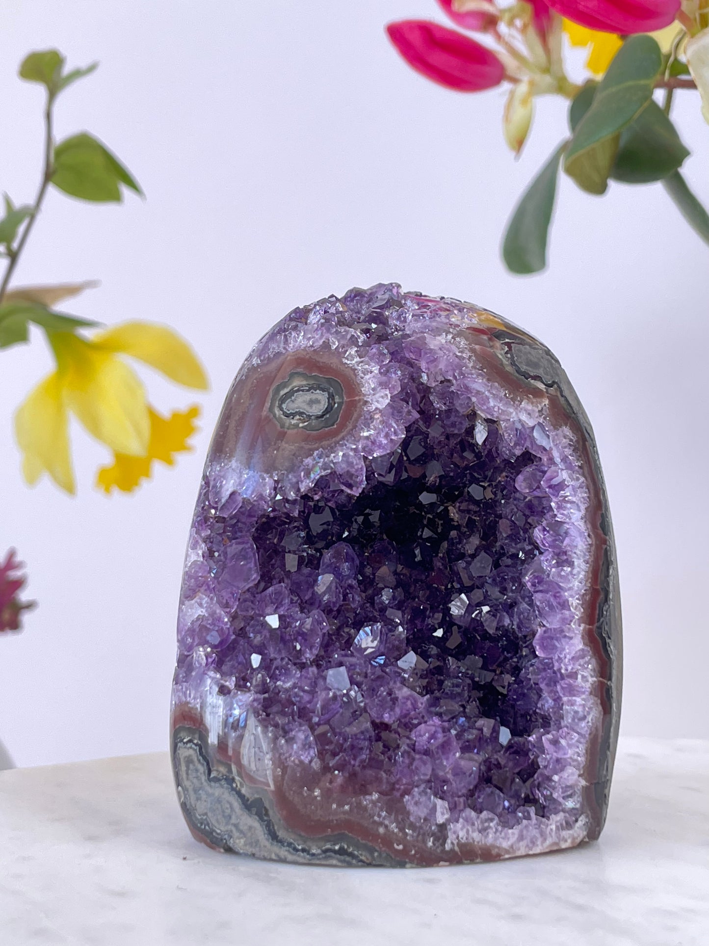 Amethyst Cut Base with Stalactite Eye from Uruguay
