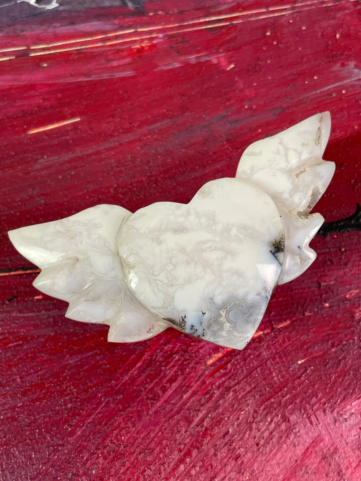 Dentritic Agate Heart Wings