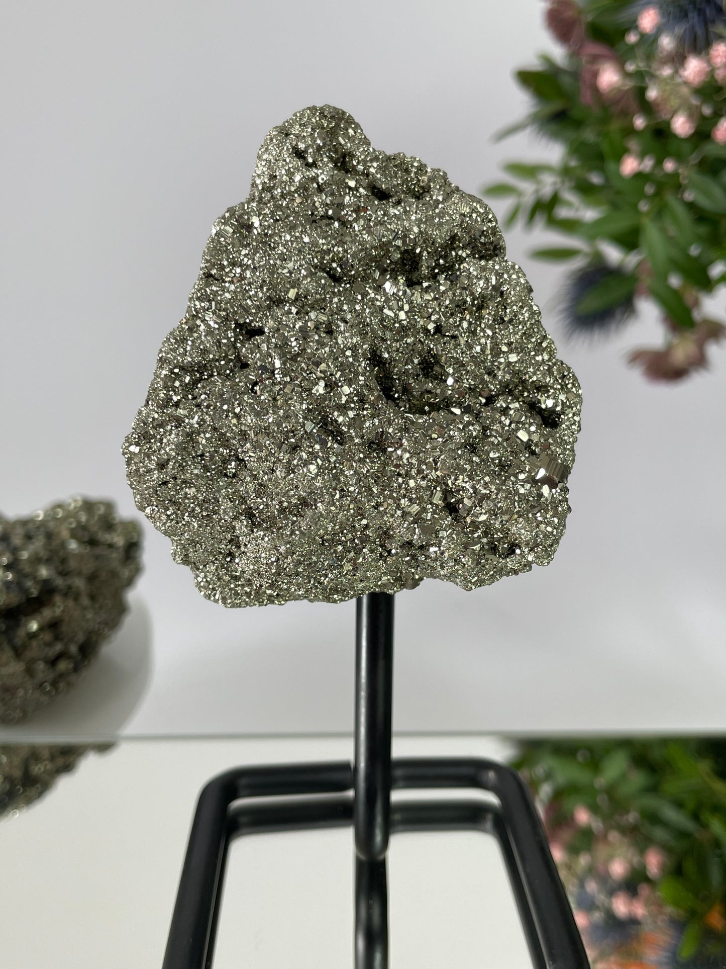 Pyrite Cluster on Metal Stand I